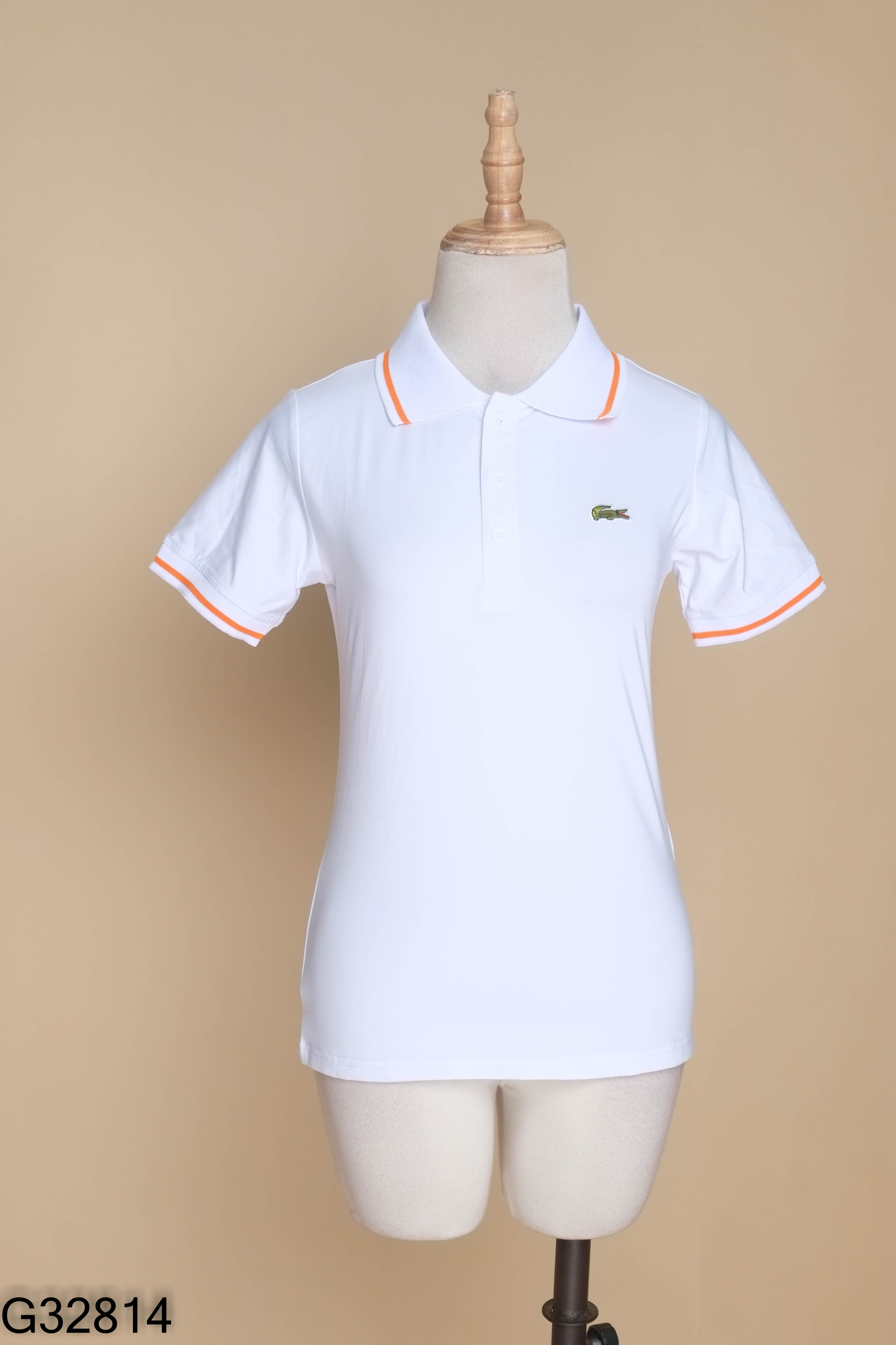 NEWTAG Áo polo trắng thêu cá sấu