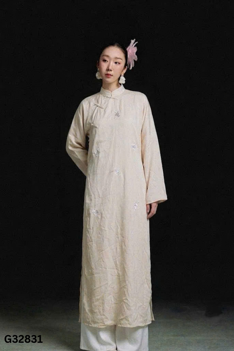 Set áo dài ASHYLEY be thêu hoa + quần dài