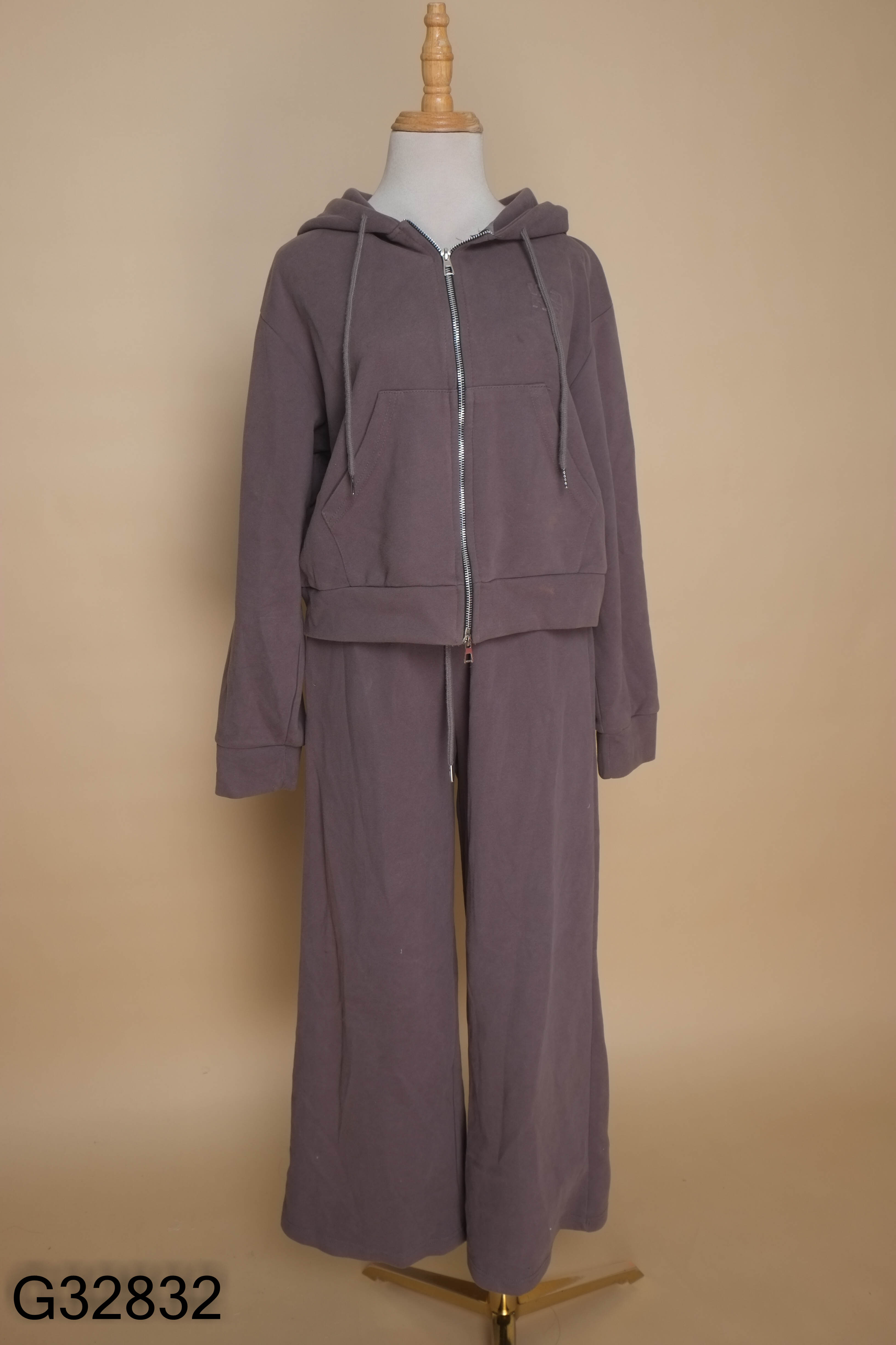 Set Áo hoodie zip nỉ xám chì + Quần