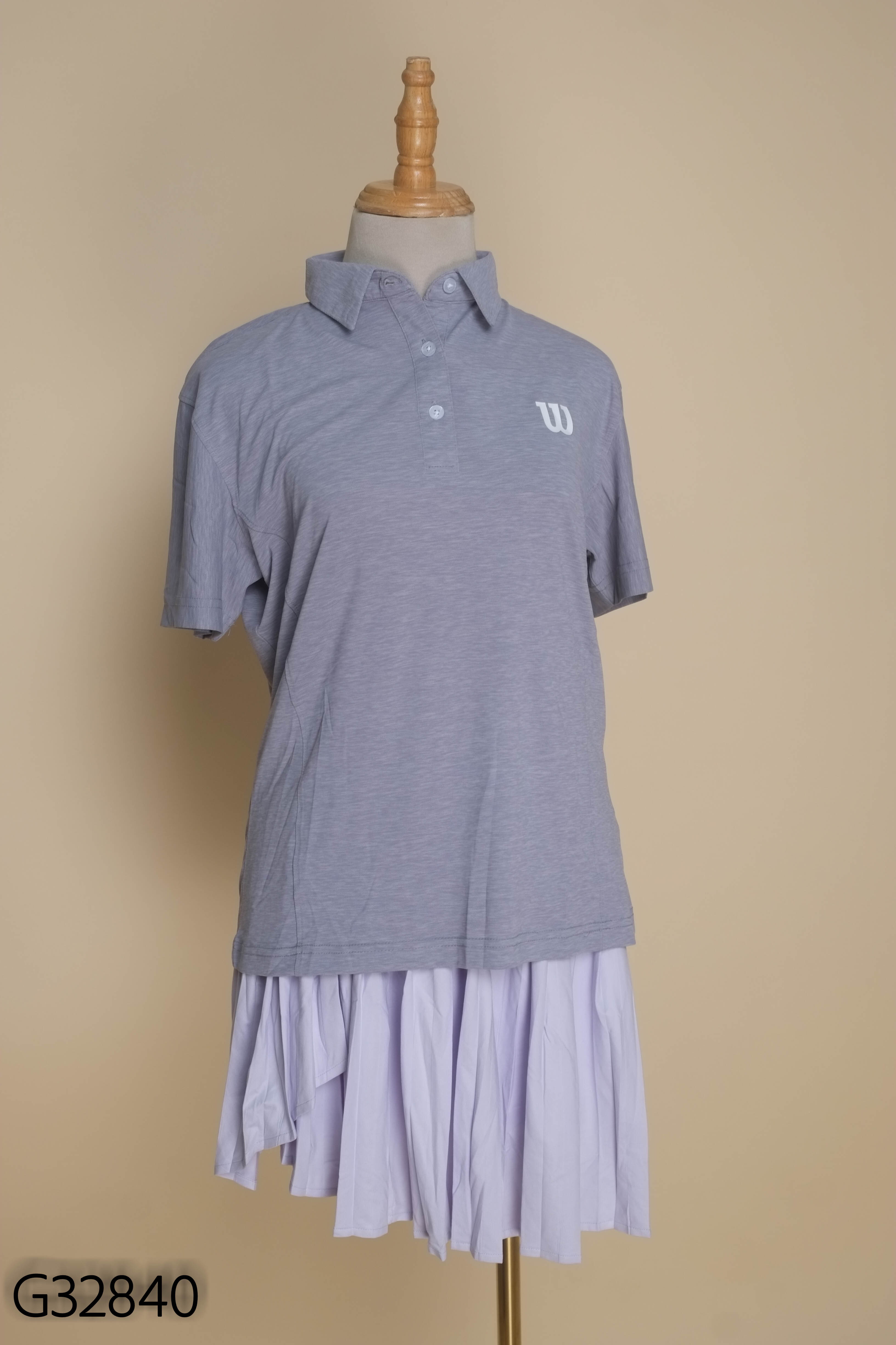 NEWTAG WILSON set tập áo ghi+váy tím