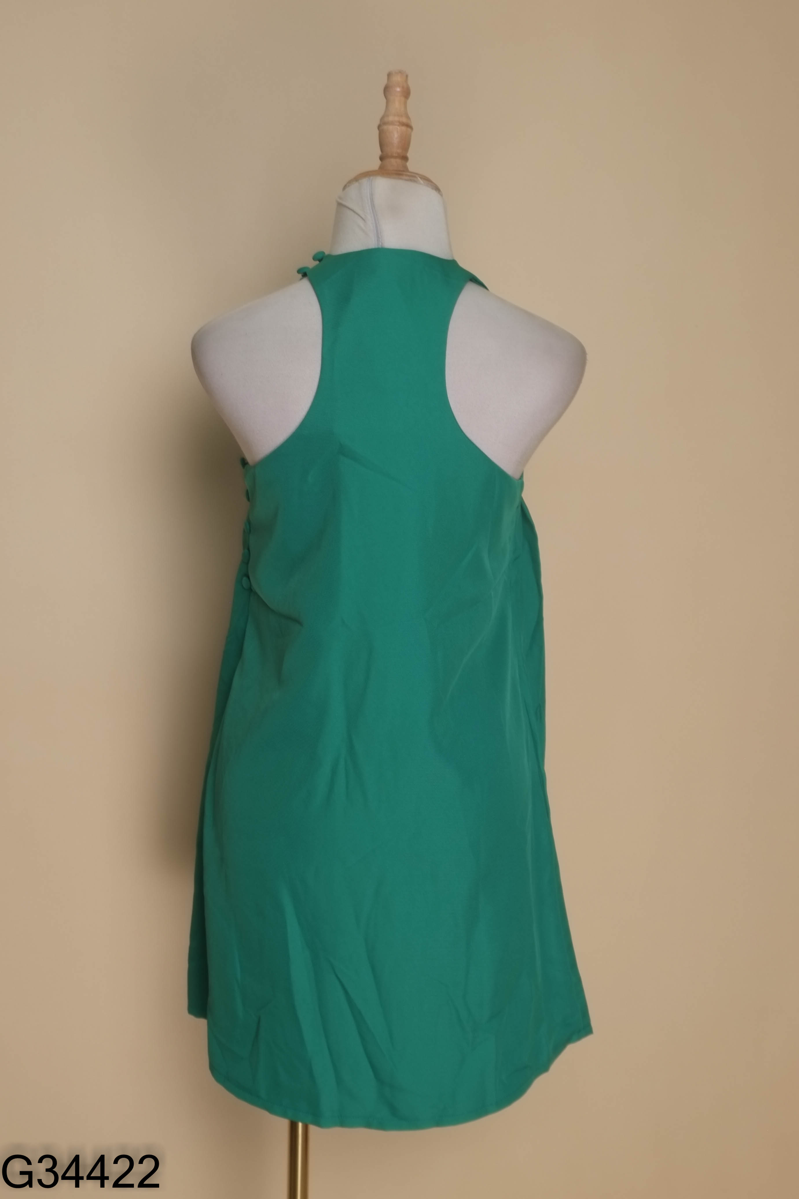 NEWTAG Váy sát nách FABRIC HOLIC xanh gấp ly