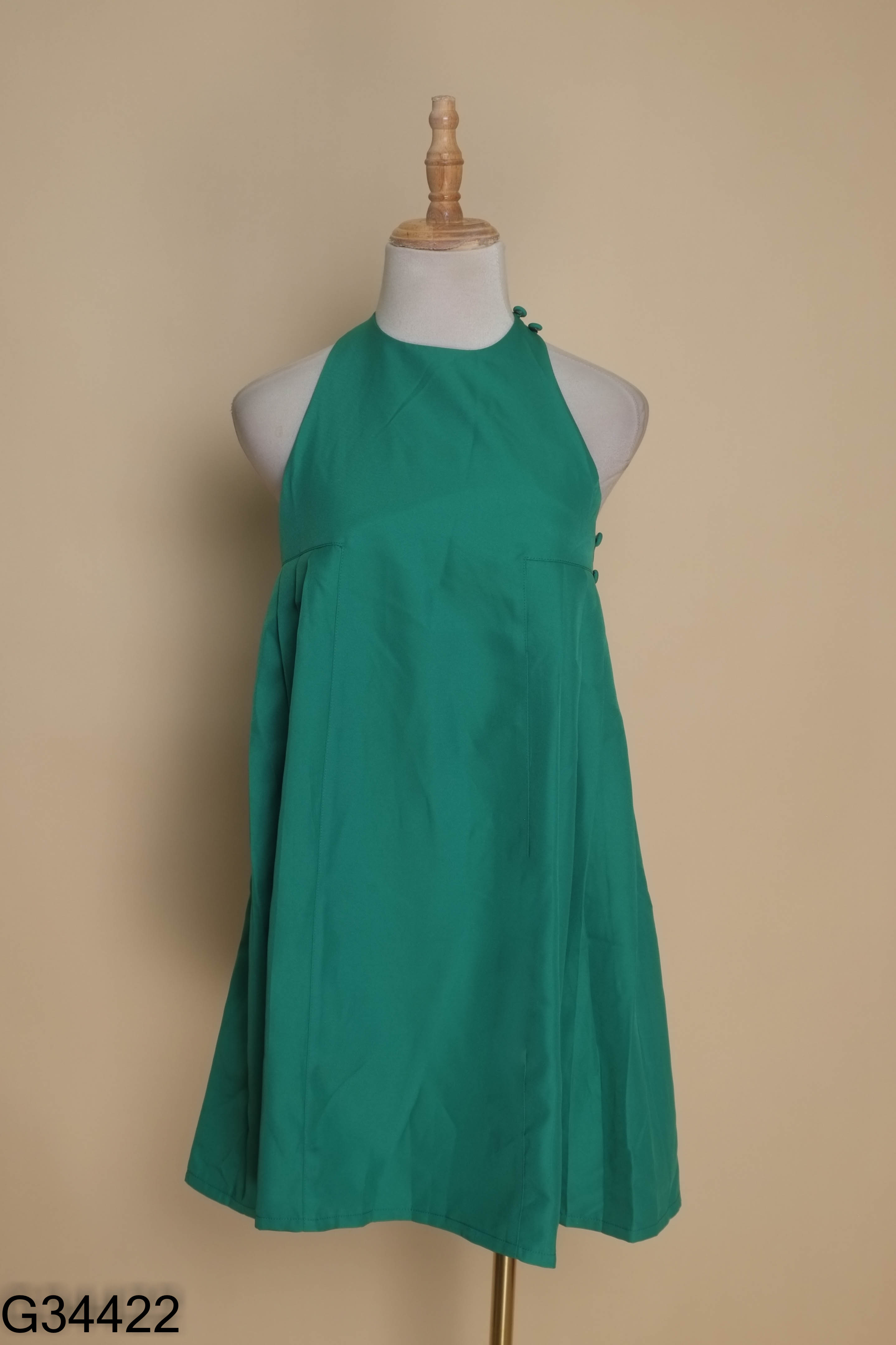 NEWTAG Váy sát nách FABRIC HOLIC xanh gấp ly