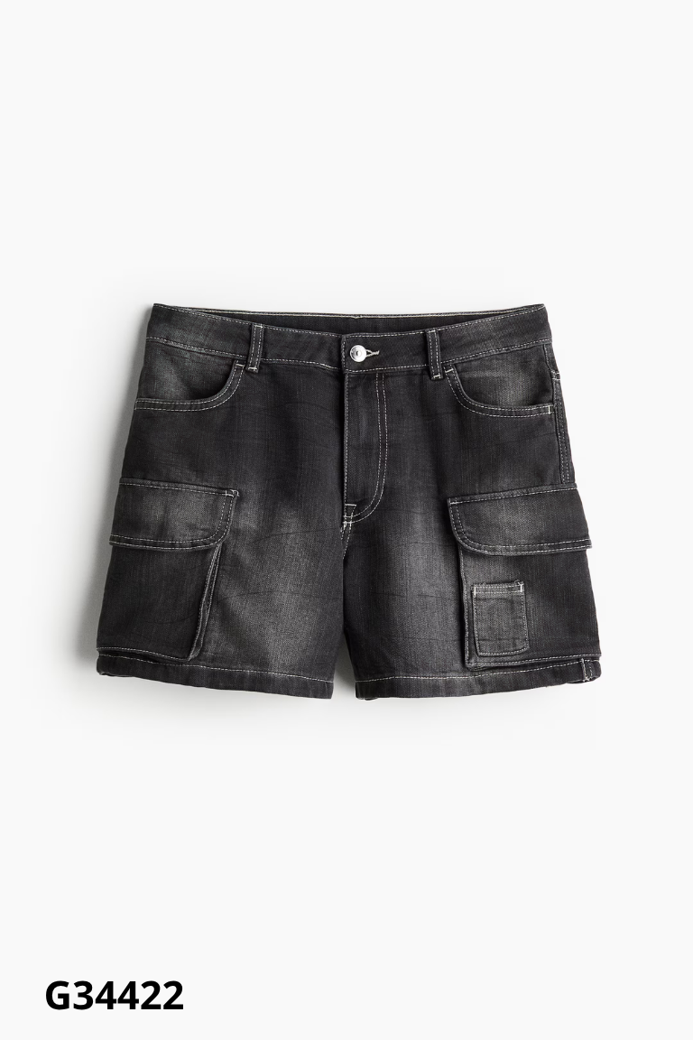 Quần shorts jeans HM xám túi hộp