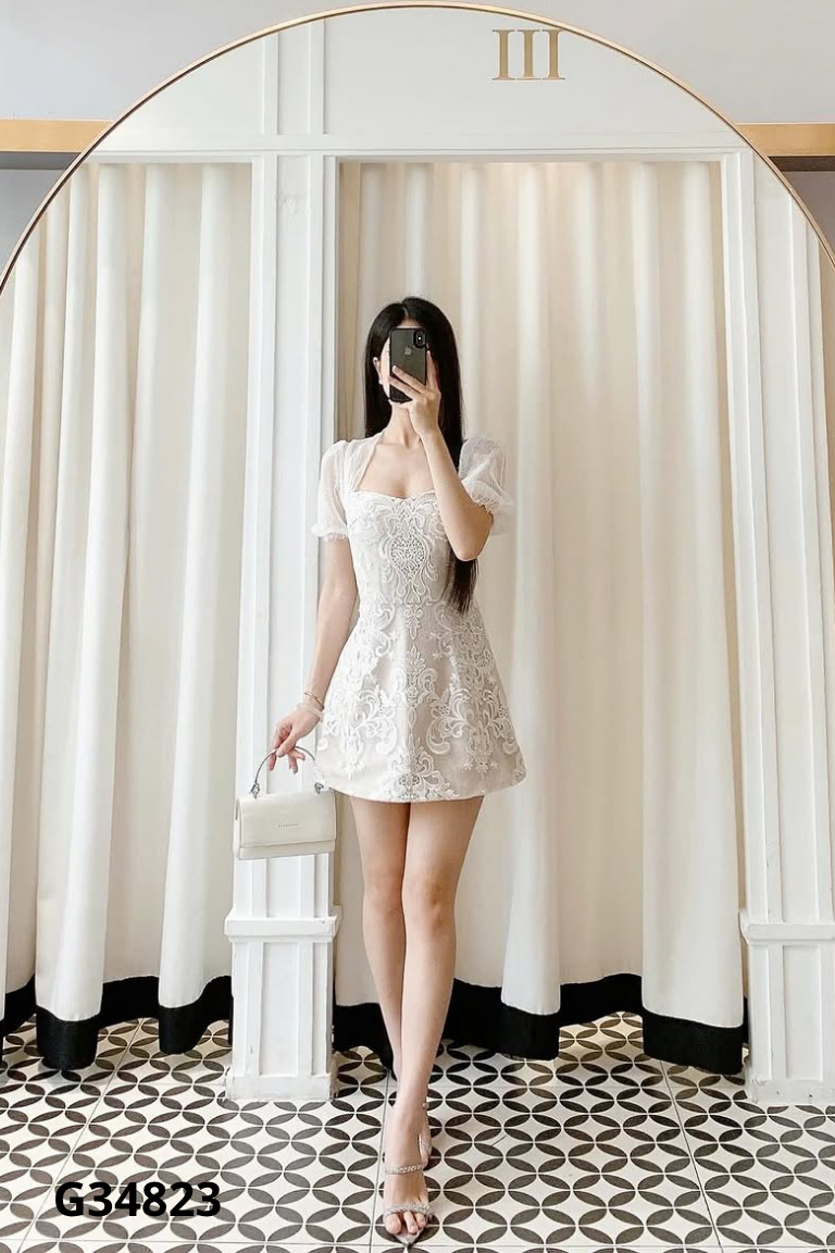 Váy lưới trắng COCOSIN phối be