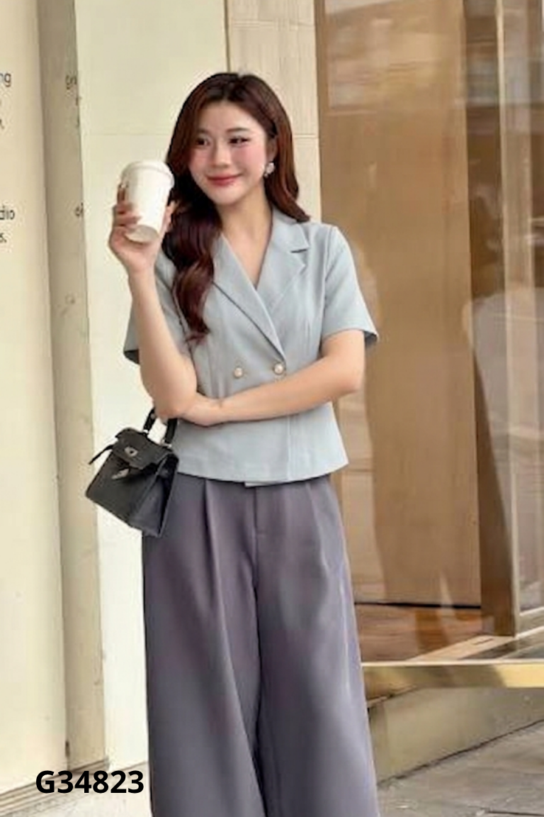 Áo blazers xanh bơ ngắn