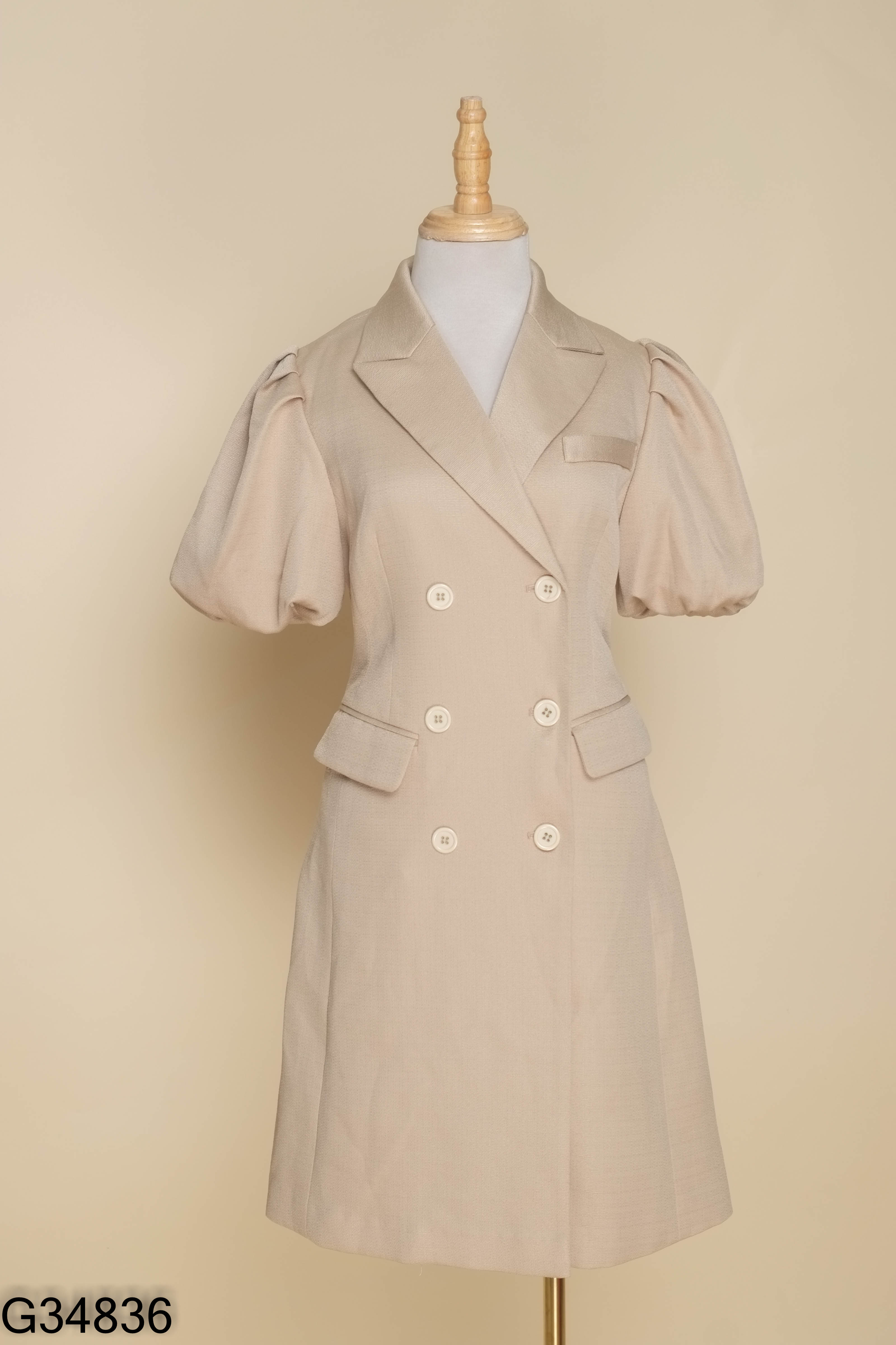 Váy VANANH SCARLET nâu cổ vest