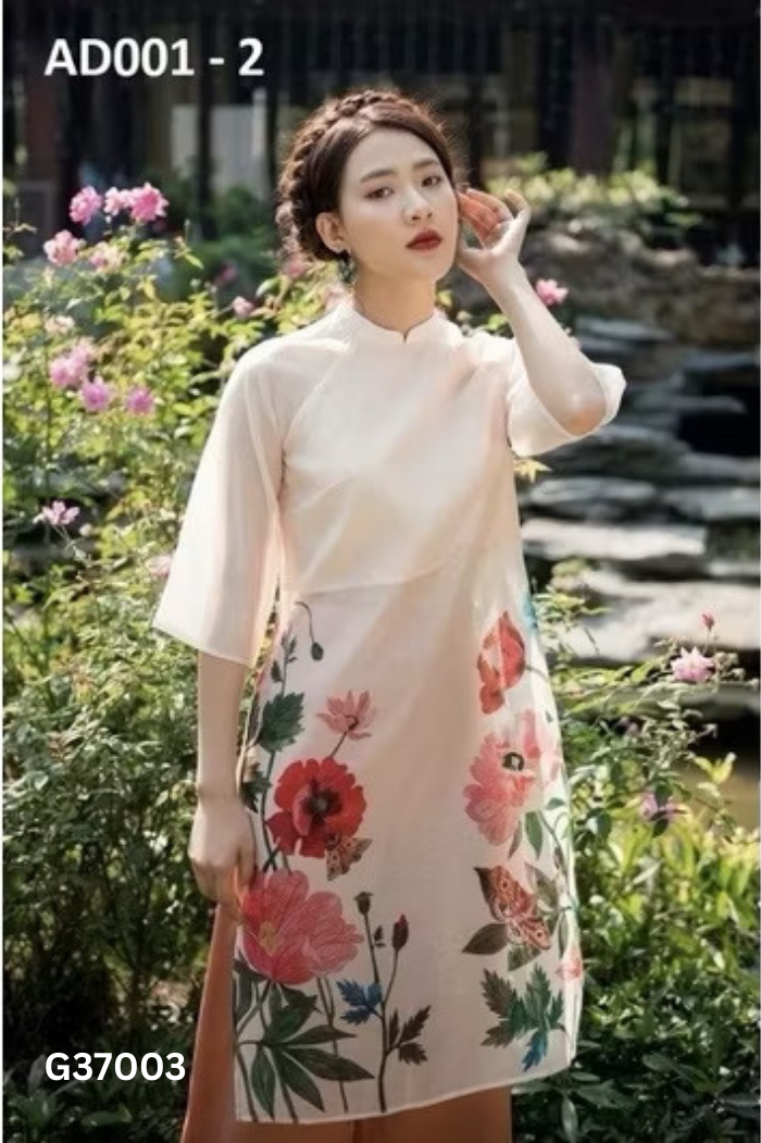 Set áo dài DAISY be + quần đỏ