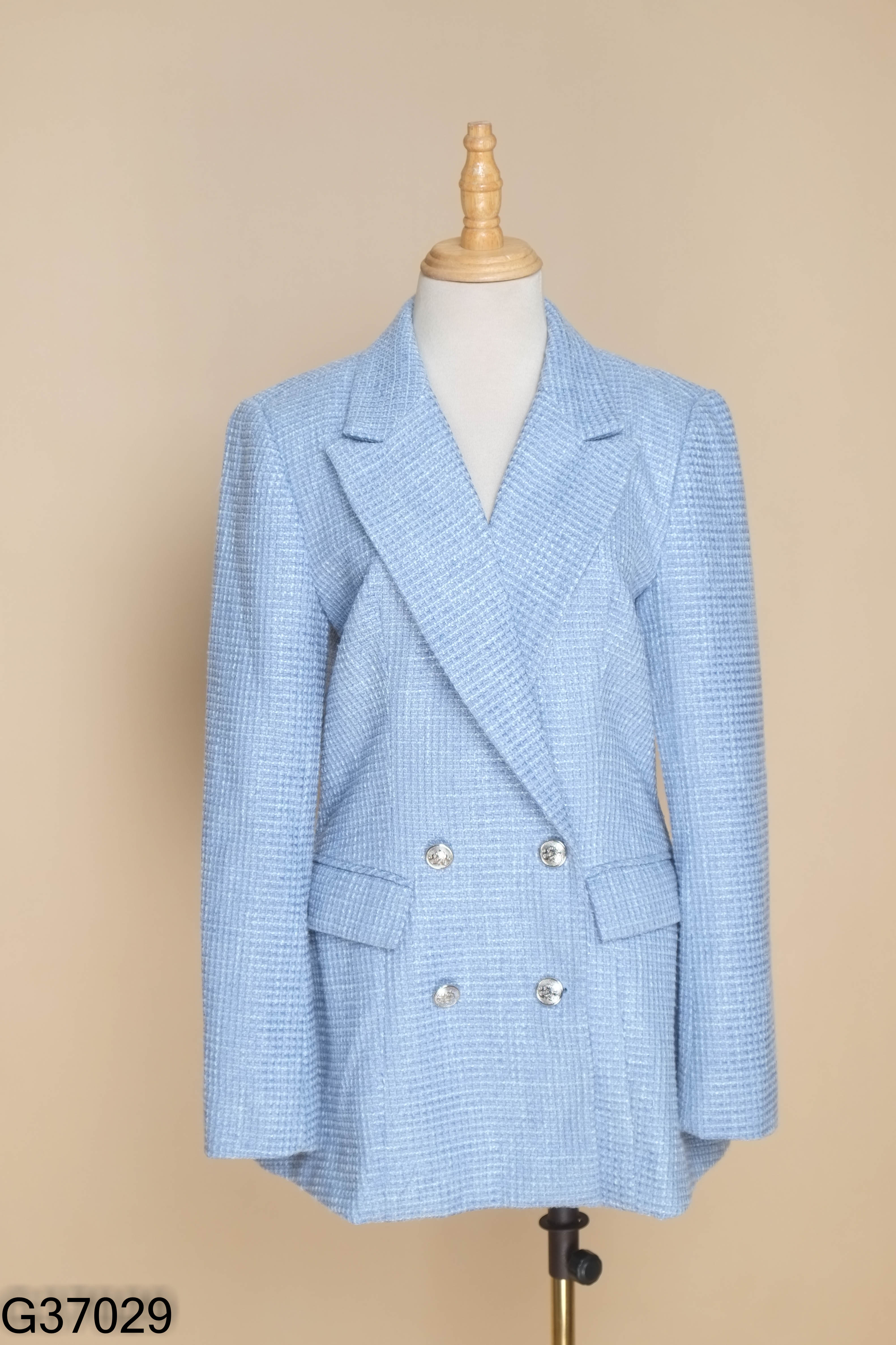 Áo blazer ELISE dạ xanh cúc bạc