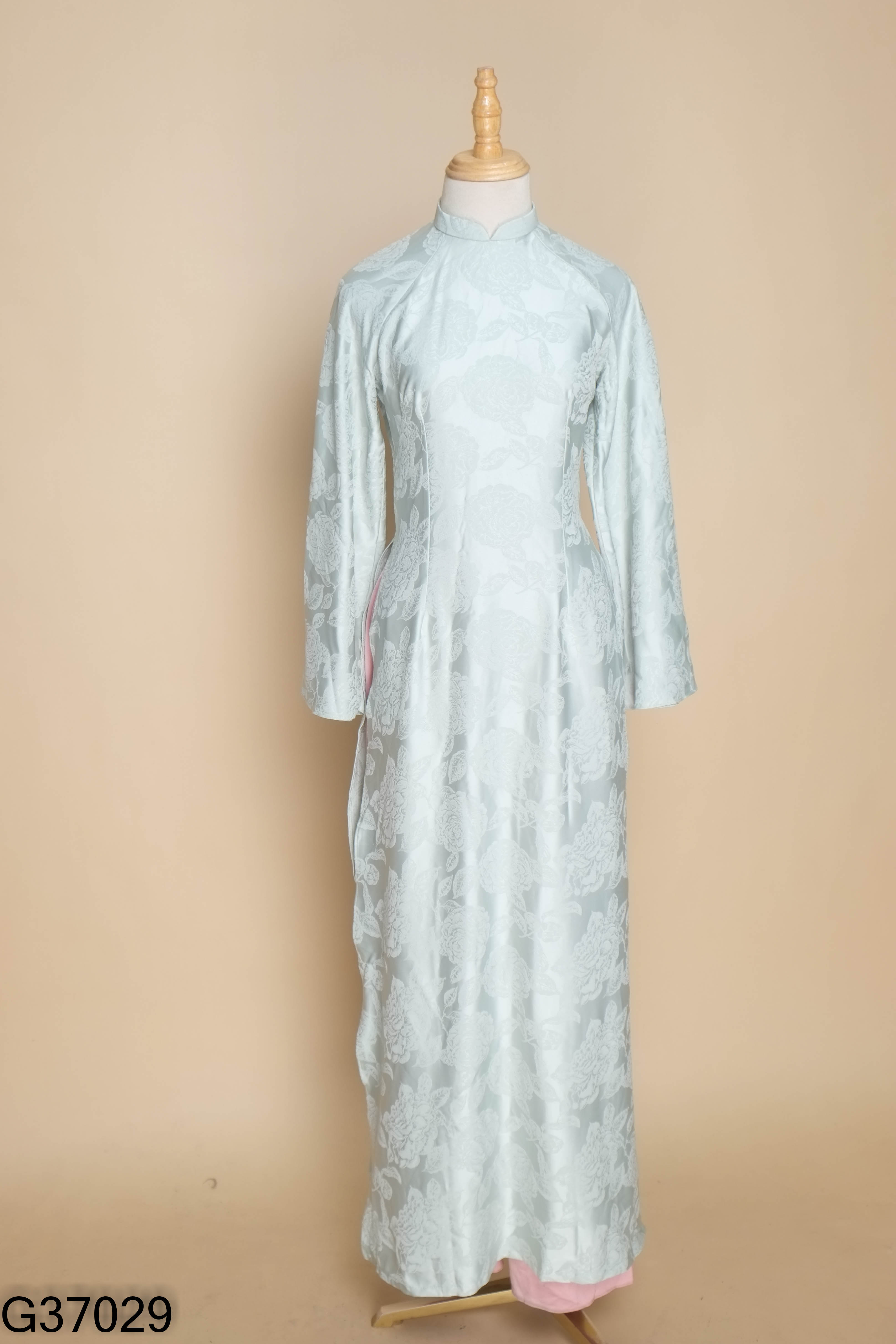 Set Áo dài xanh + quần hồng