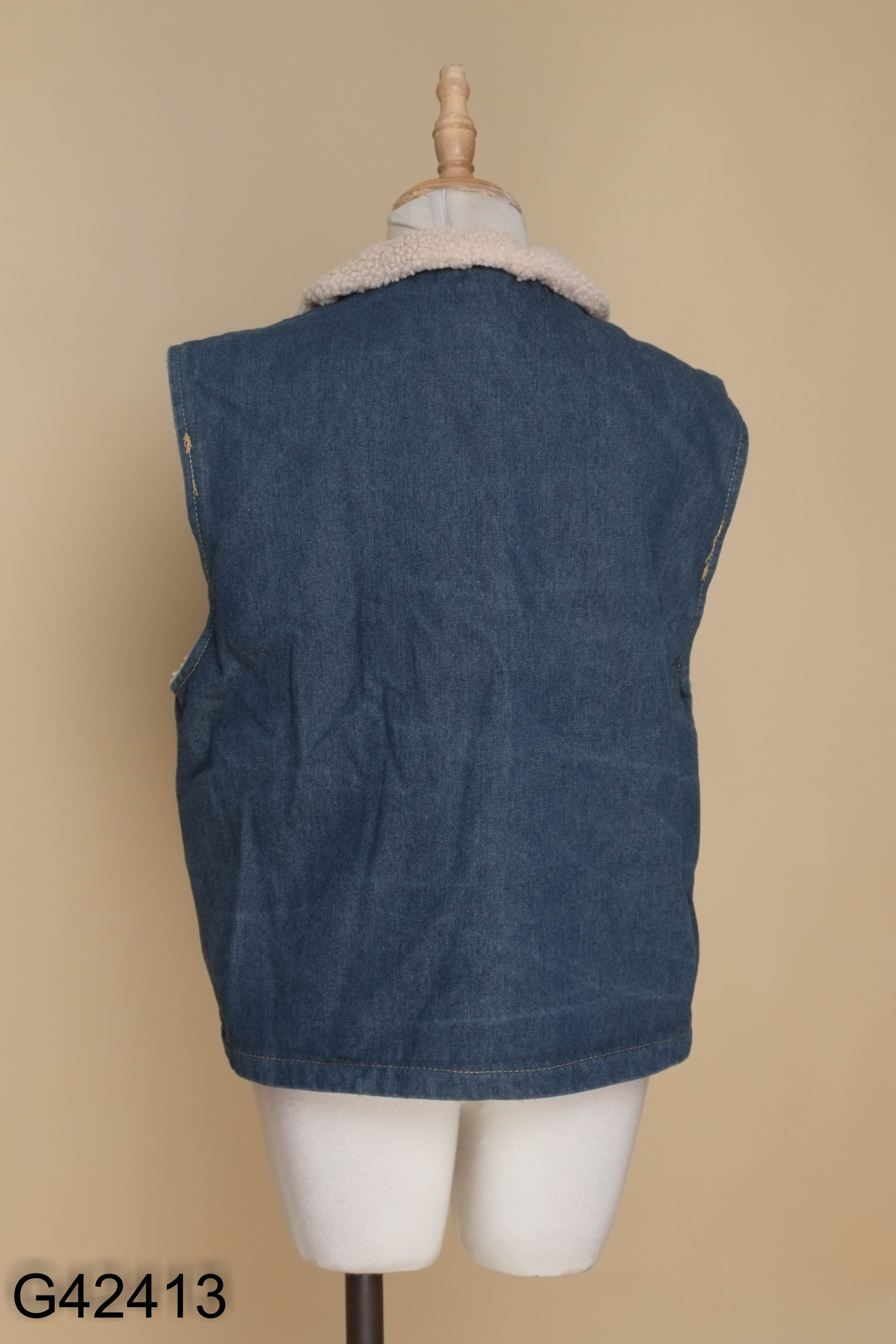 Áo jeans xanh lót lông