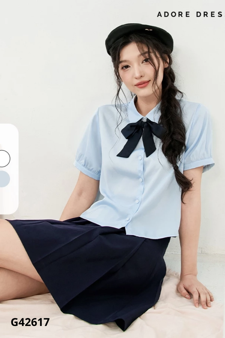 Áo ADORE DRESS sơ mi xanh