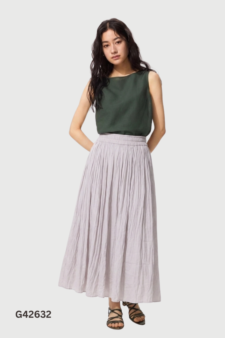Chân váy vải xanh ly UNIQLO