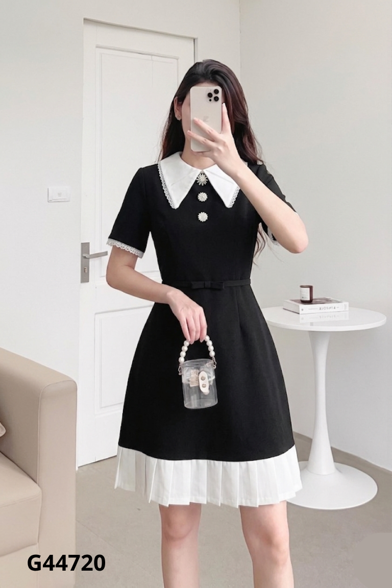 Váy GERME đen mix trắng