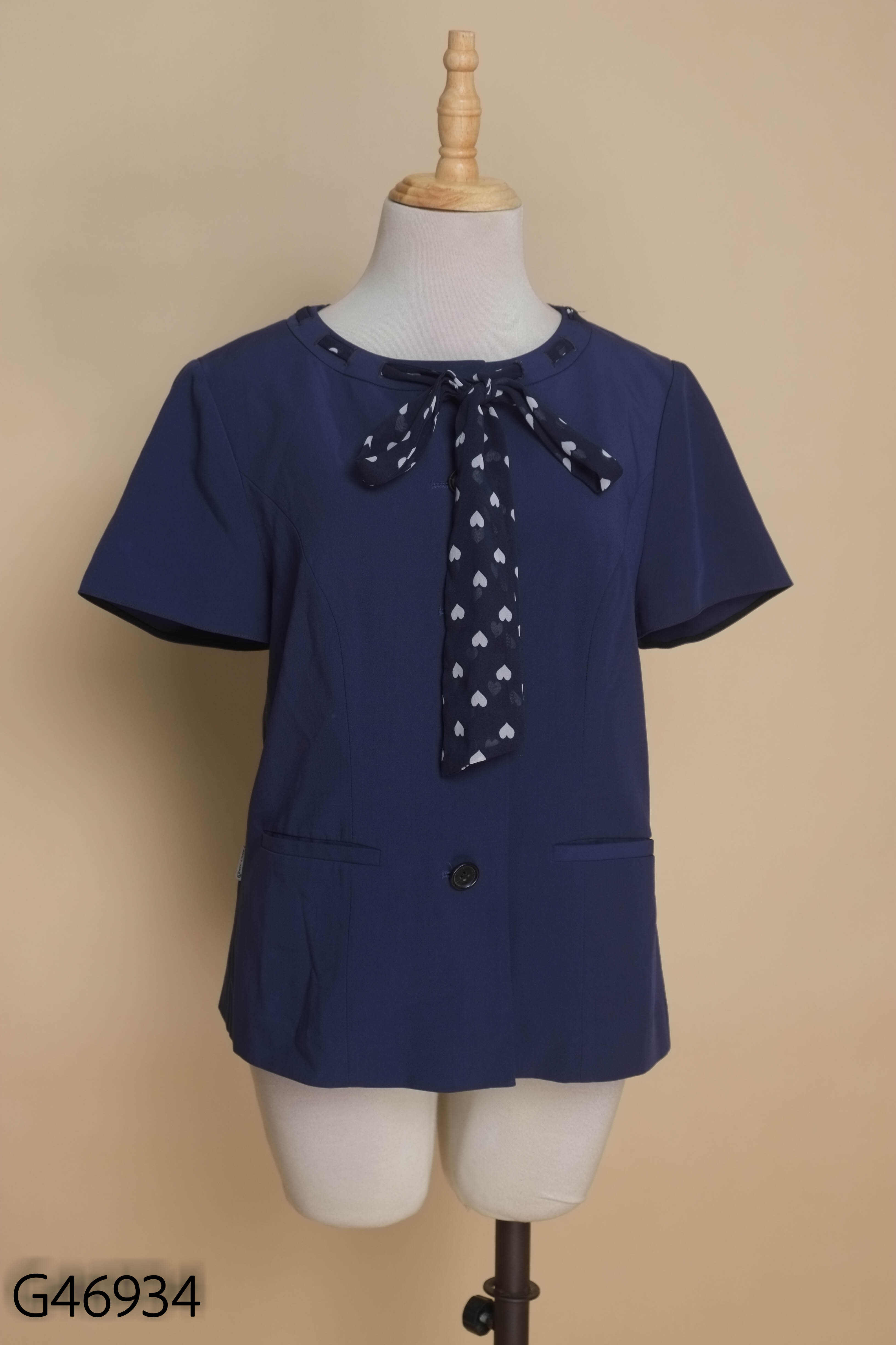 Áo xanh CHIC-LAND buộc nơ cổ