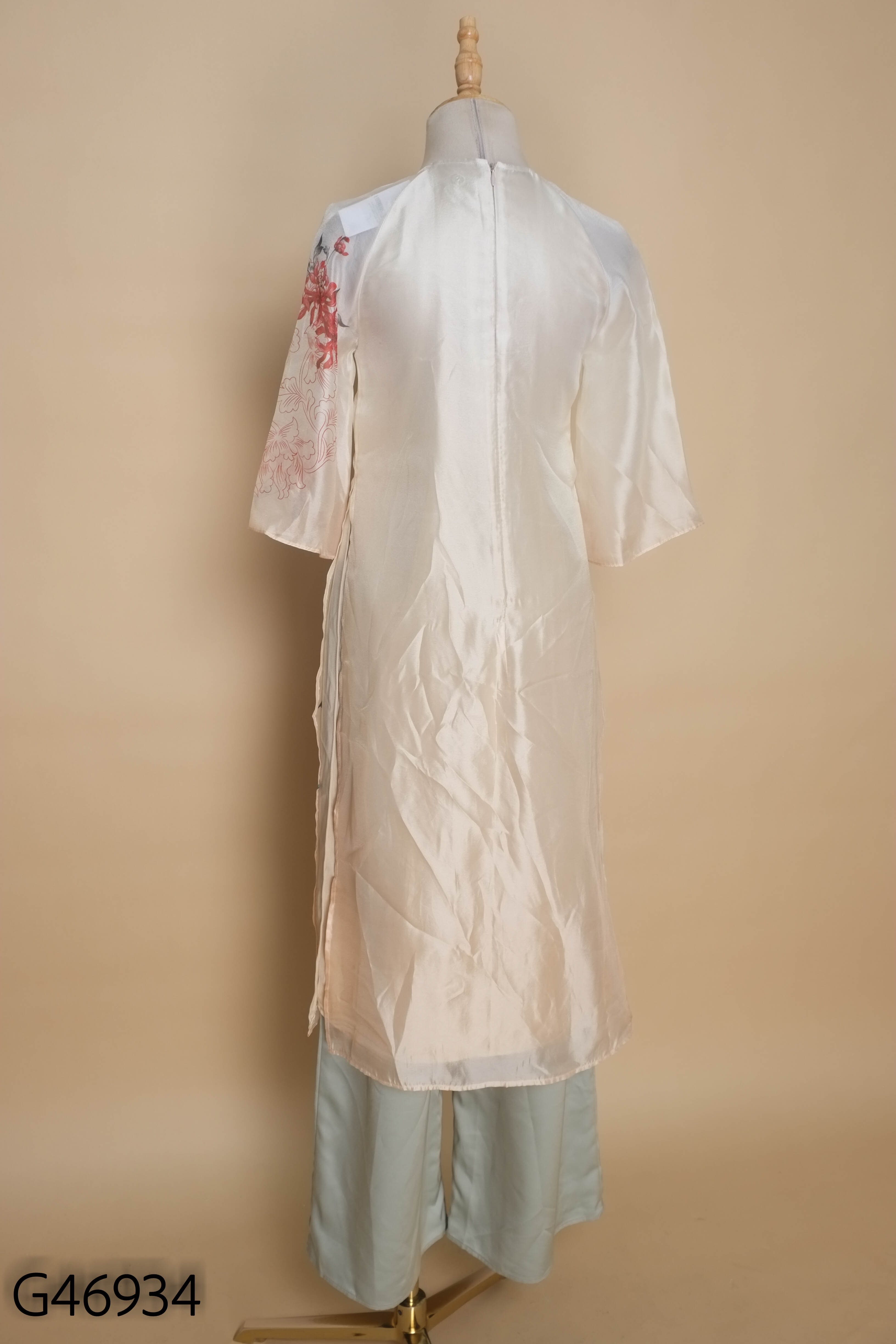 Set áo dài be IVY MODA+quần xanh
