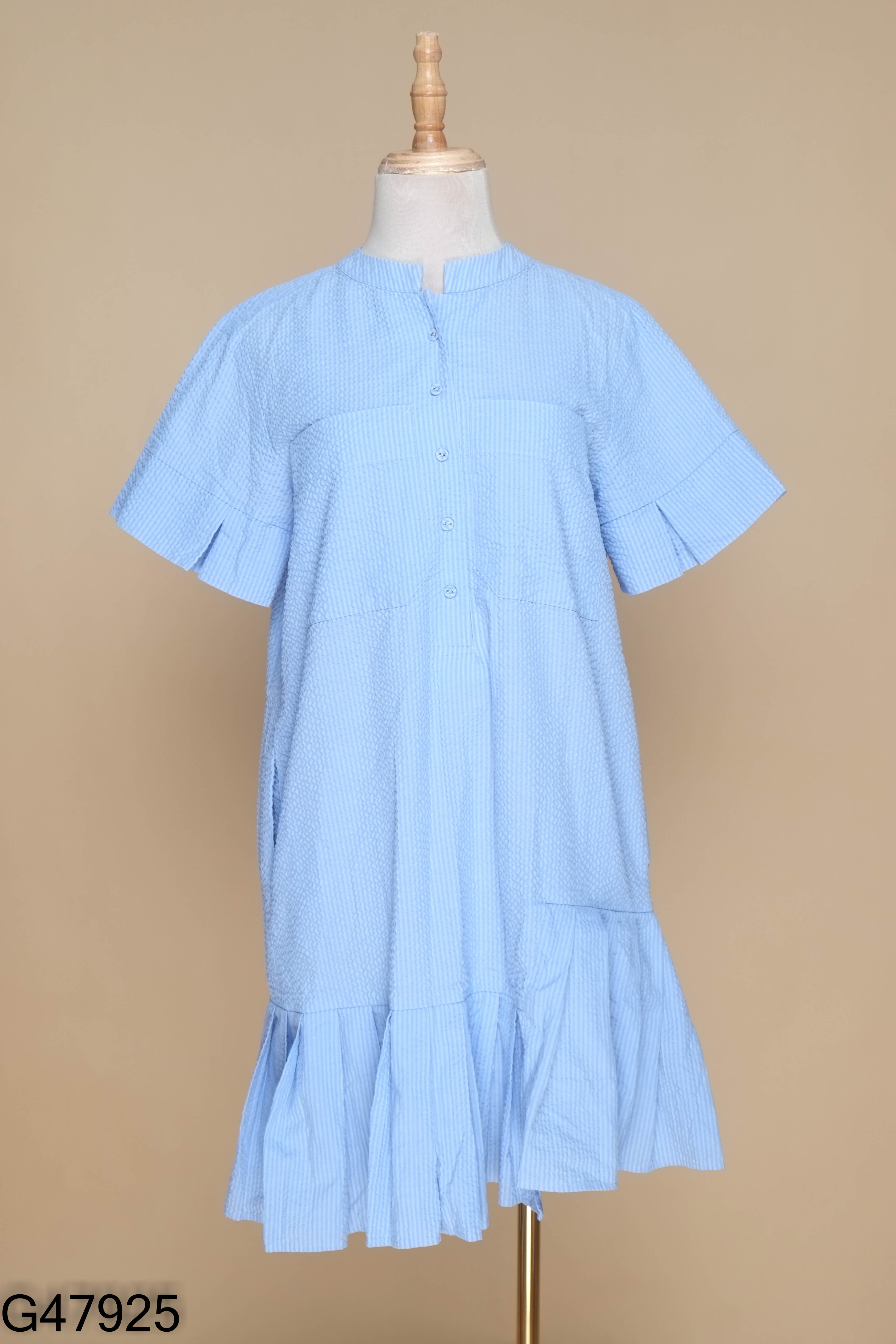 Váy xanh sọc THE BLUE T-SHIRTS xếp ly