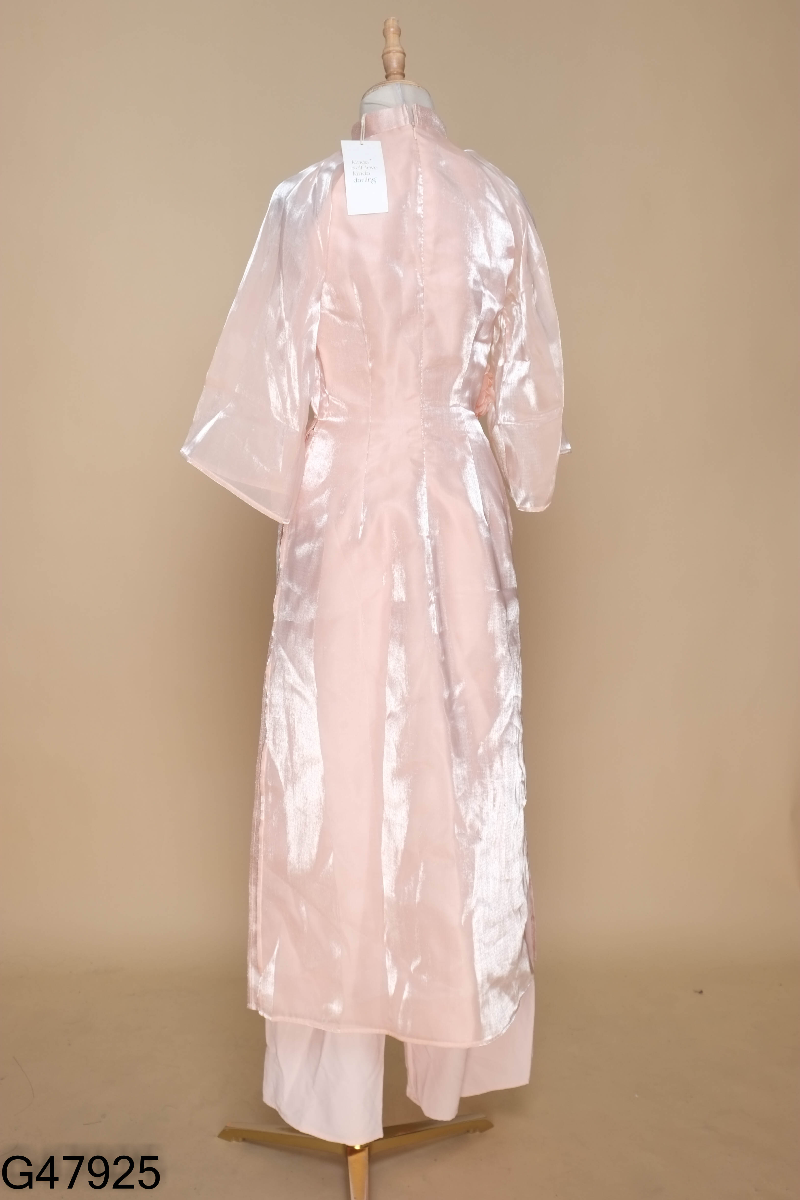 NEWTAG Set Áo dài hồng DARLING.ISM phối hoa + quần