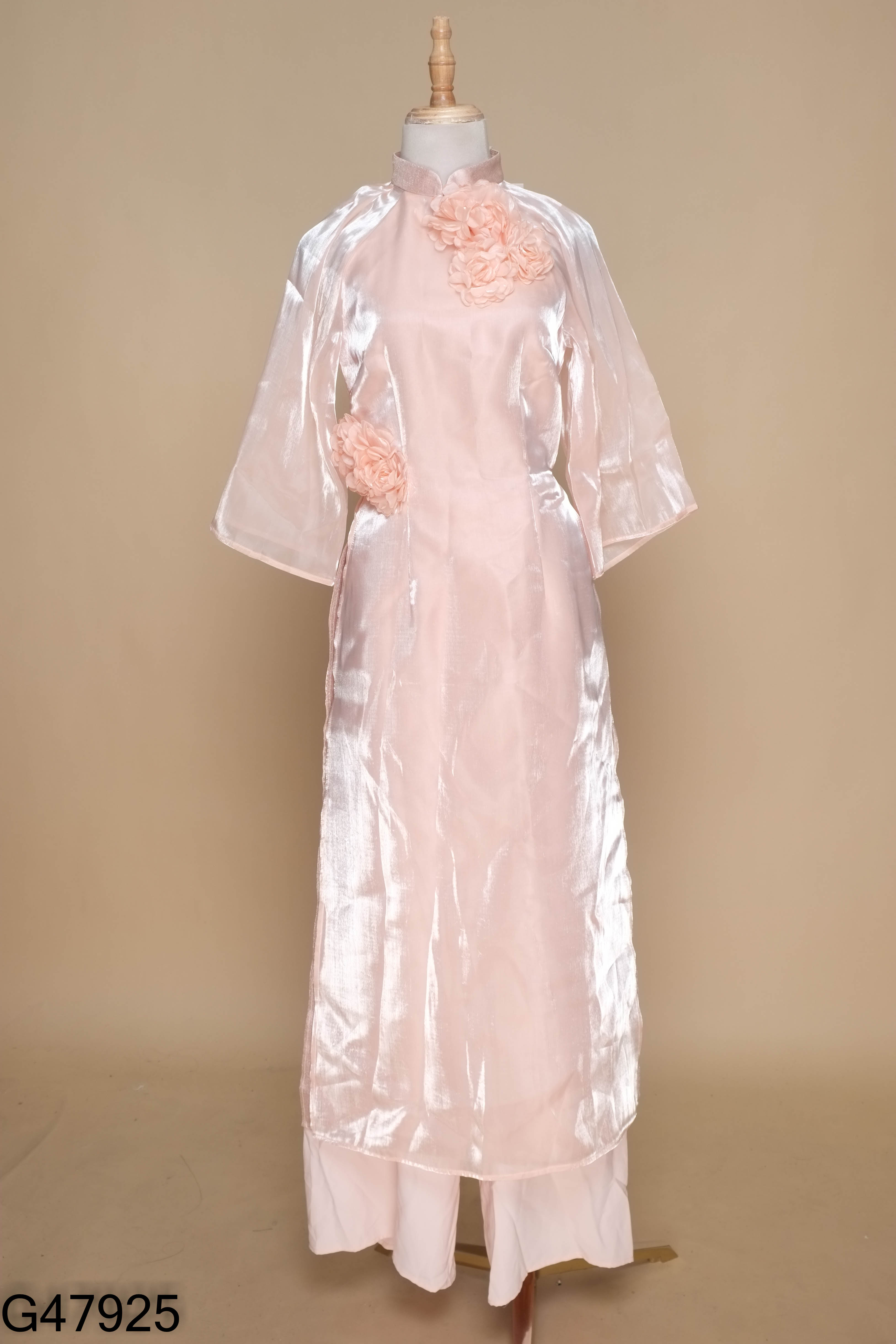 NEWTAG Set Áo dài hồng DARLING.ISM phối hoa + quần