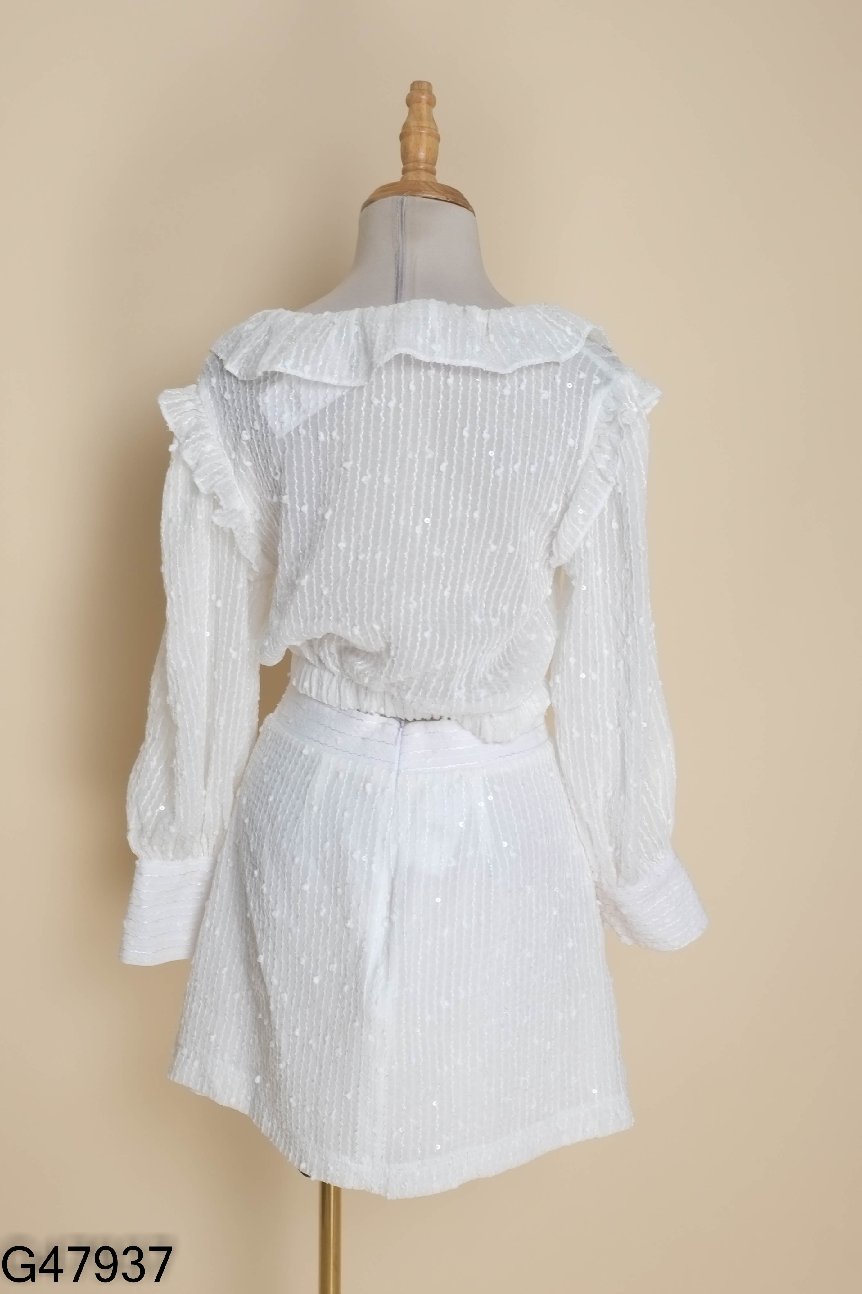 Set Áo trắng phối bèo LACHOS + Chân váy