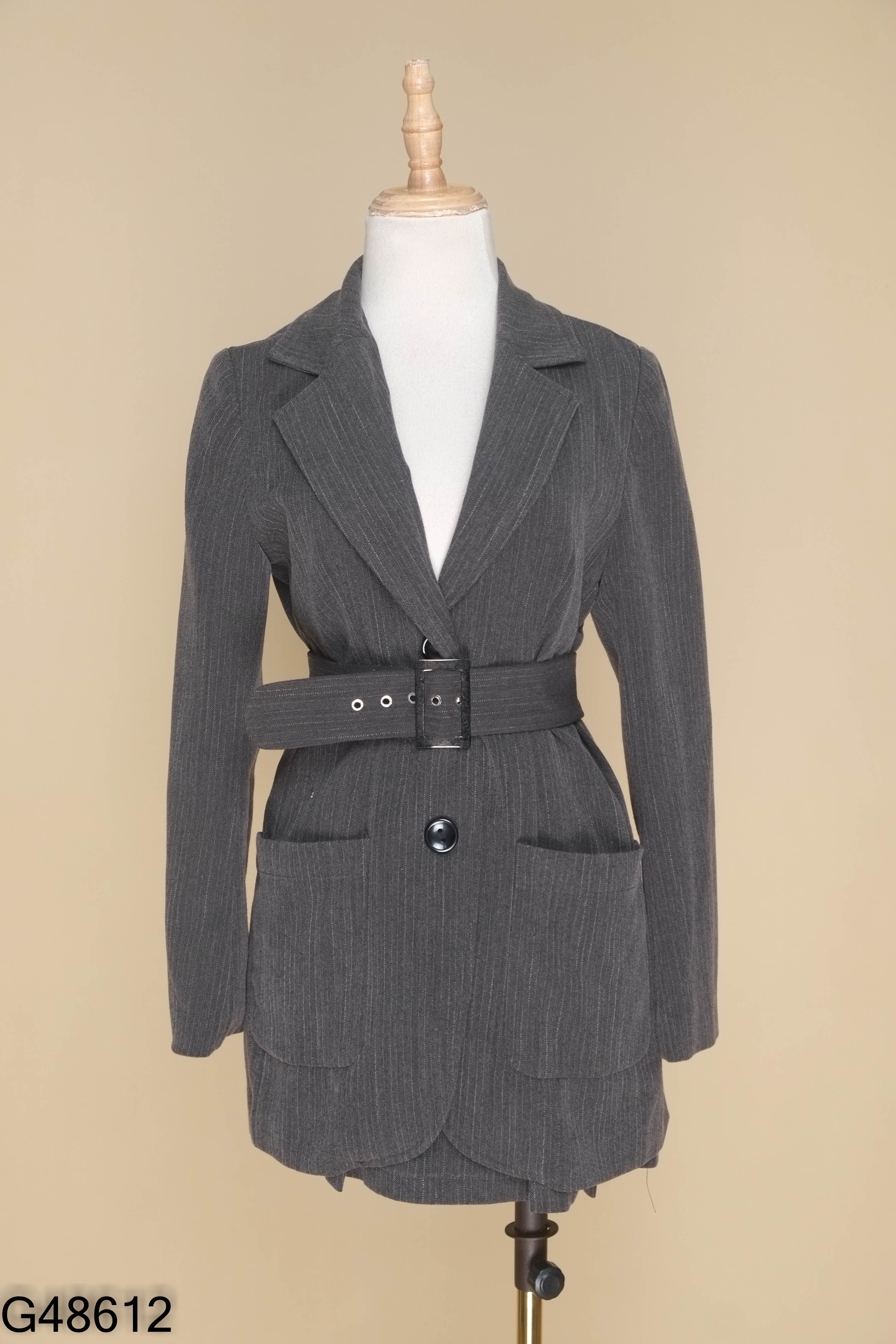 Set Áo blazer 20AGAIN xám sọc + chân váy