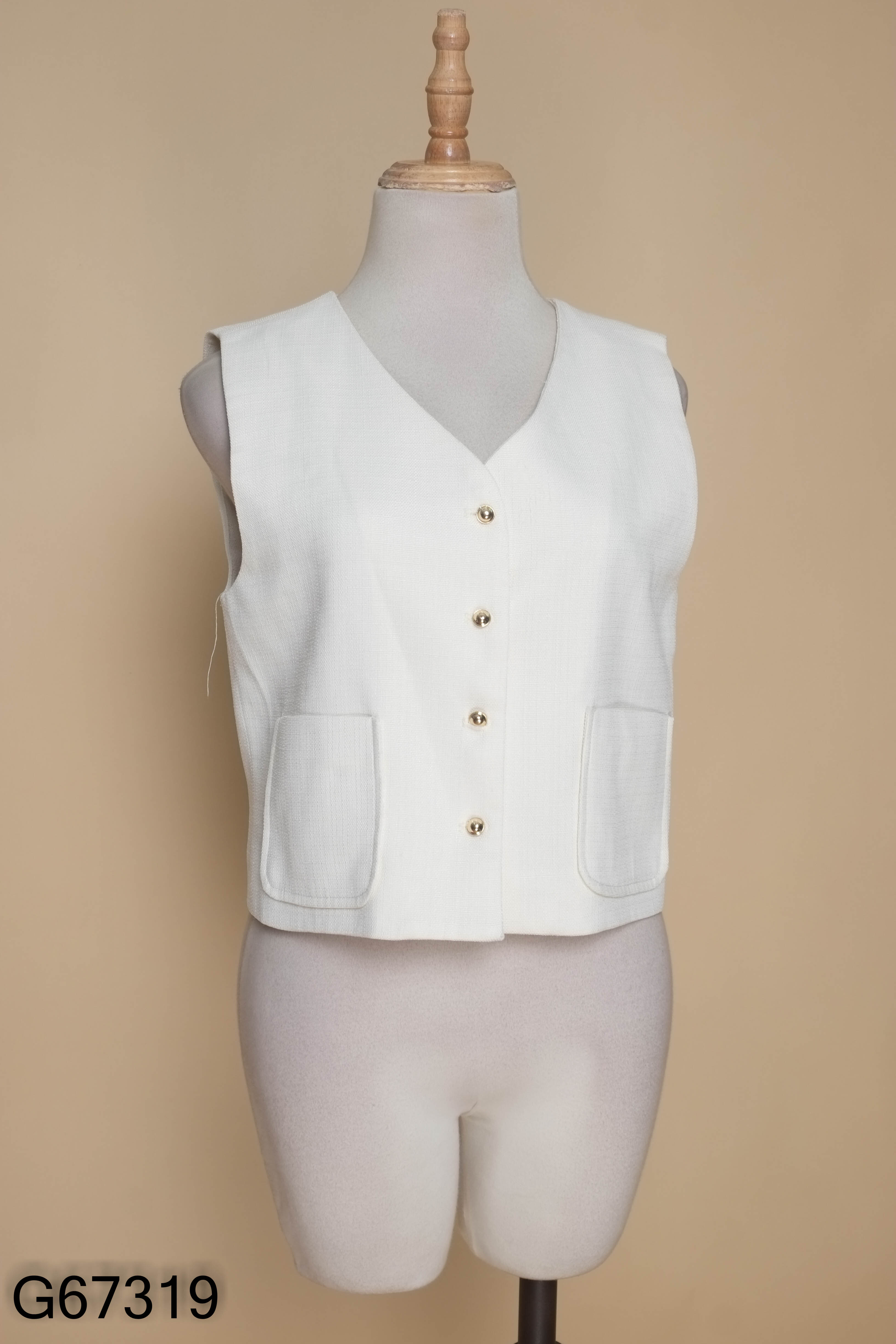 Áo gile tweed be phối túi