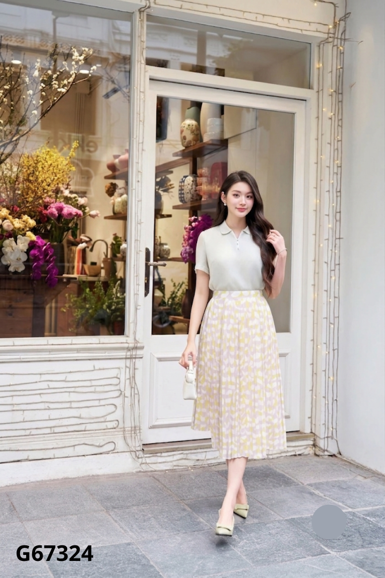 Chân váy ELLEx IVY MODA hồng họa tiết