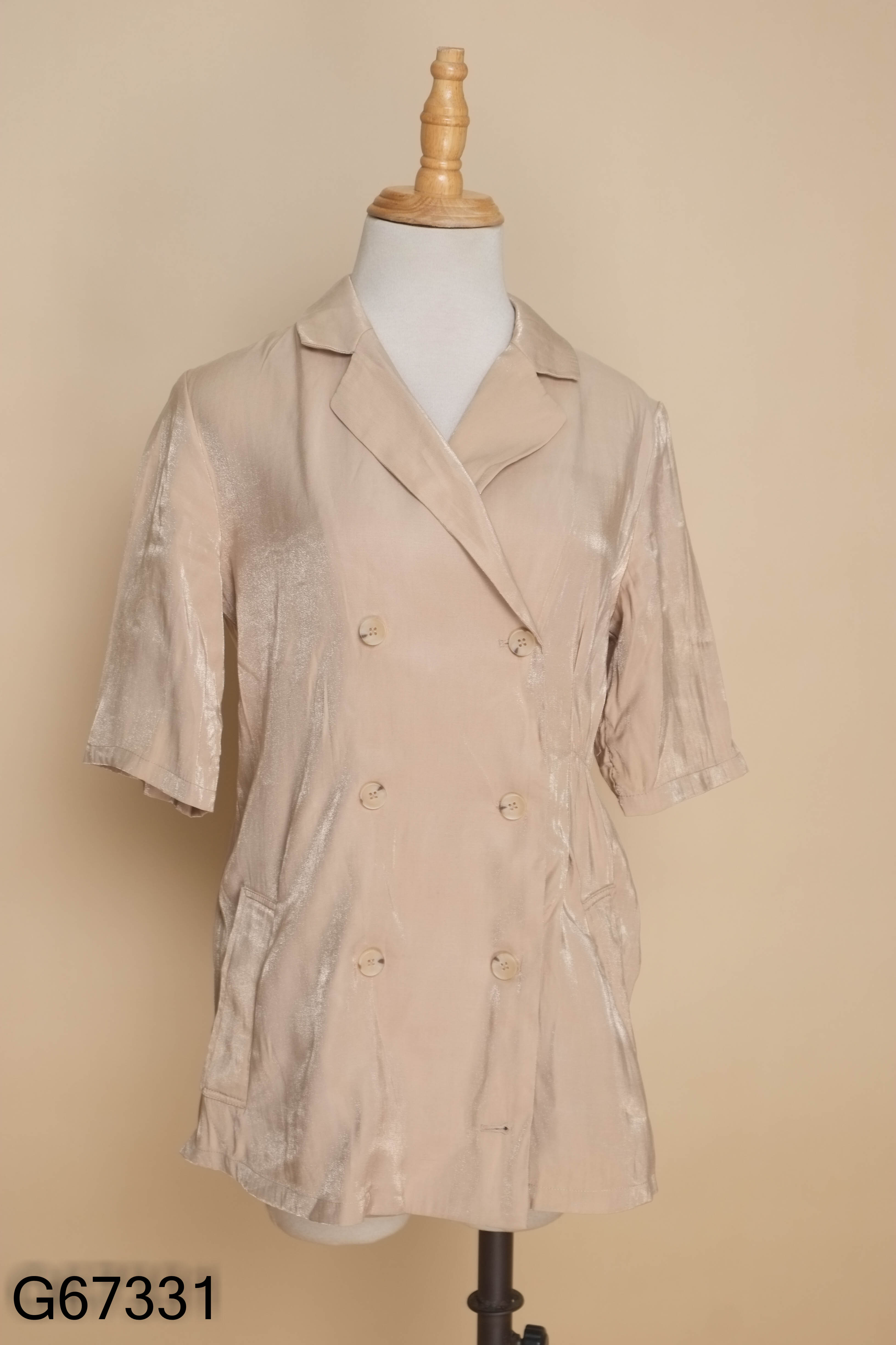 Áo kiểu nâu cổ vest nhiều cúc