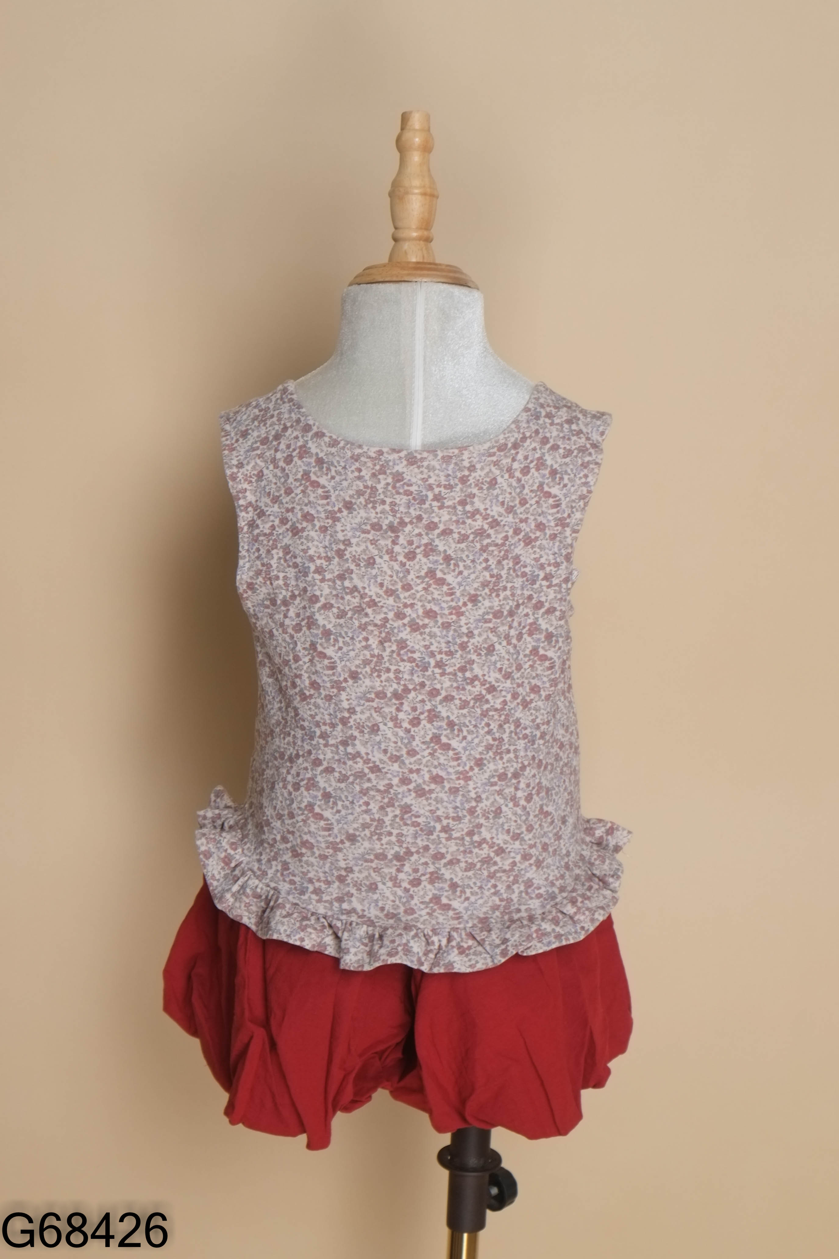 Set áo thun hoa + quần đỏ