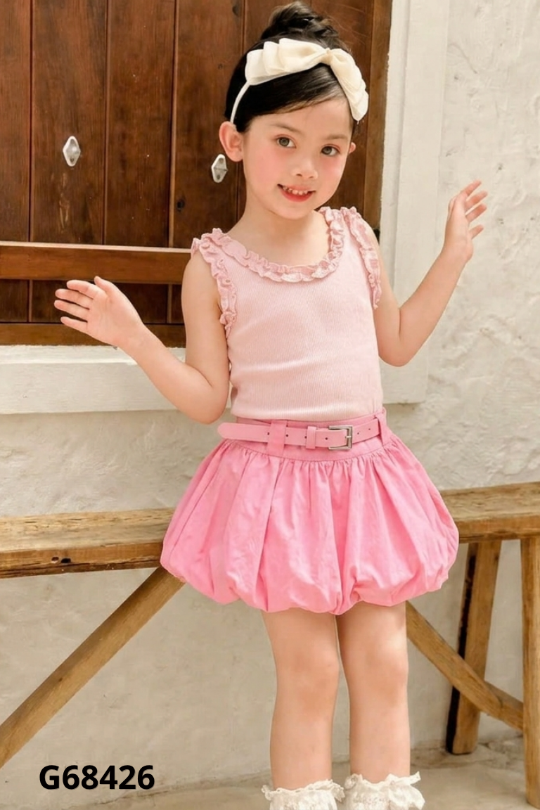 Set áo thun hồng + quần hồng đậm