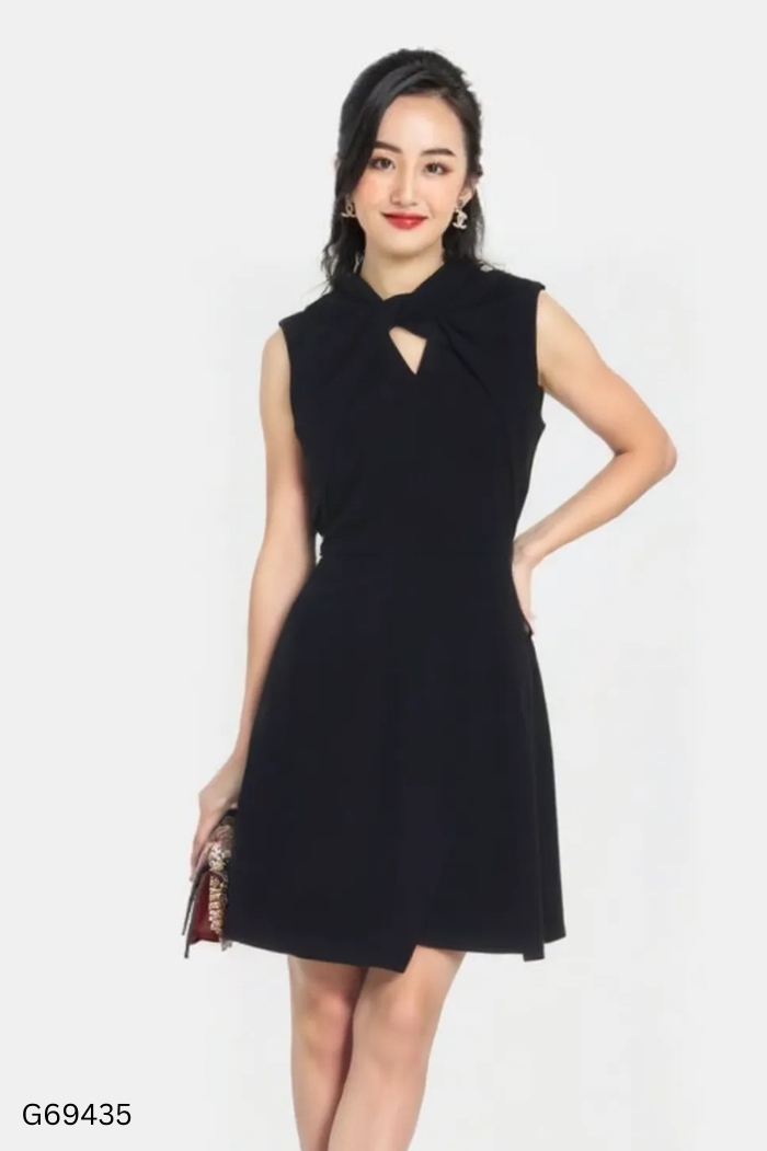 Váy đen COCOSIN xoắn ngực