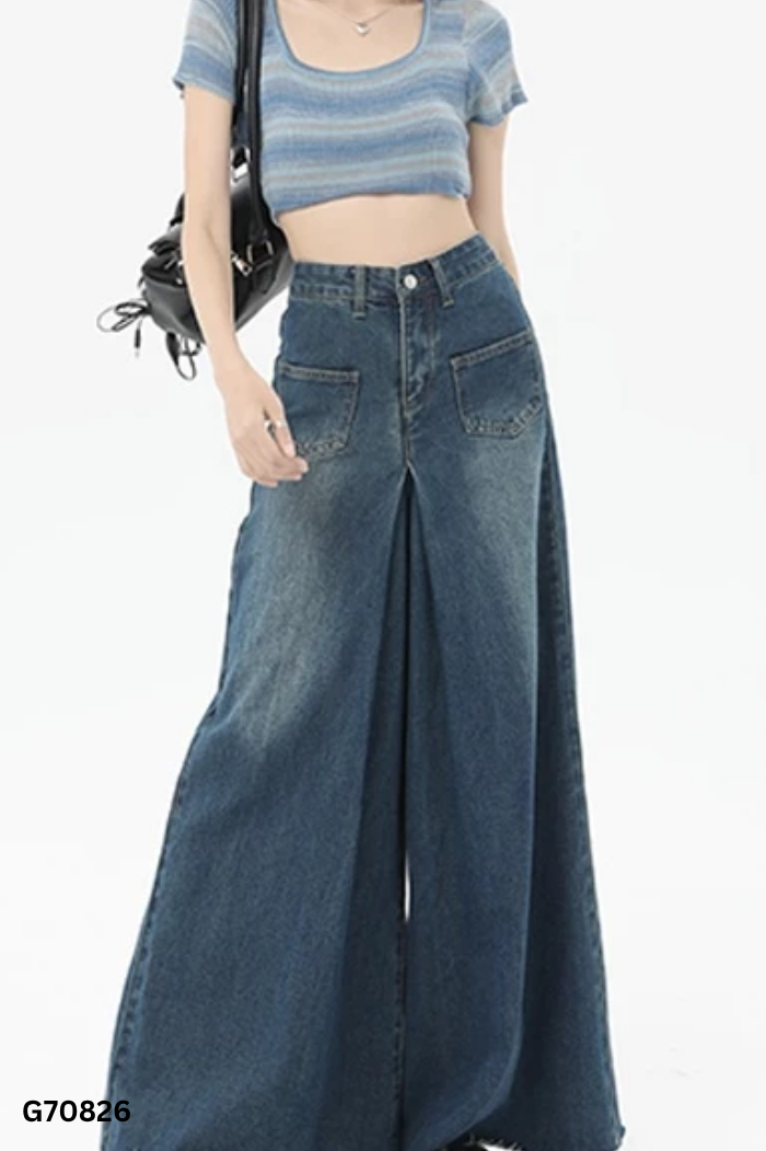 Quần KAYLIN jeans xanh ống rộng