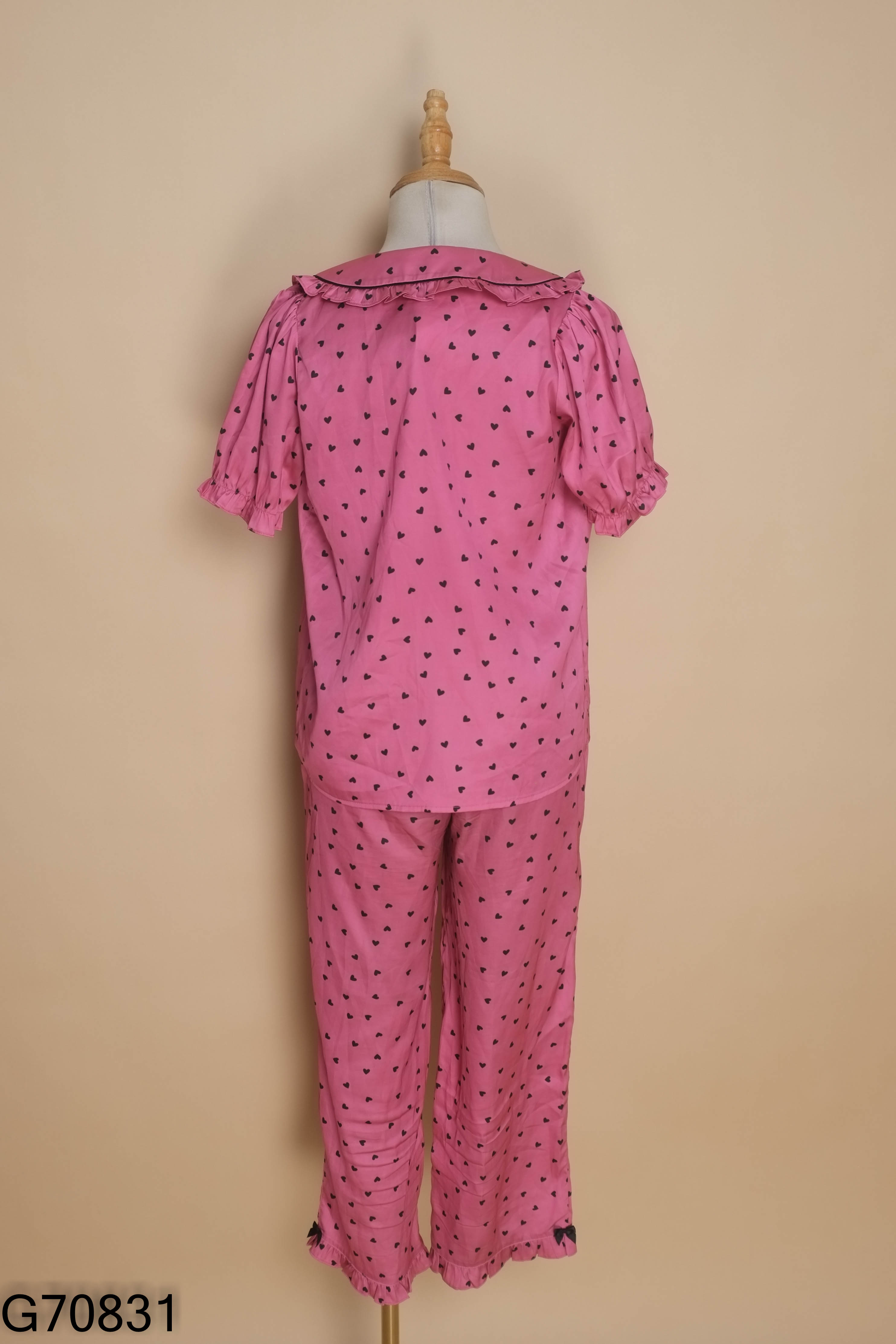 Set BAMBI BY YEN áo + quần lụa hồng trái tim