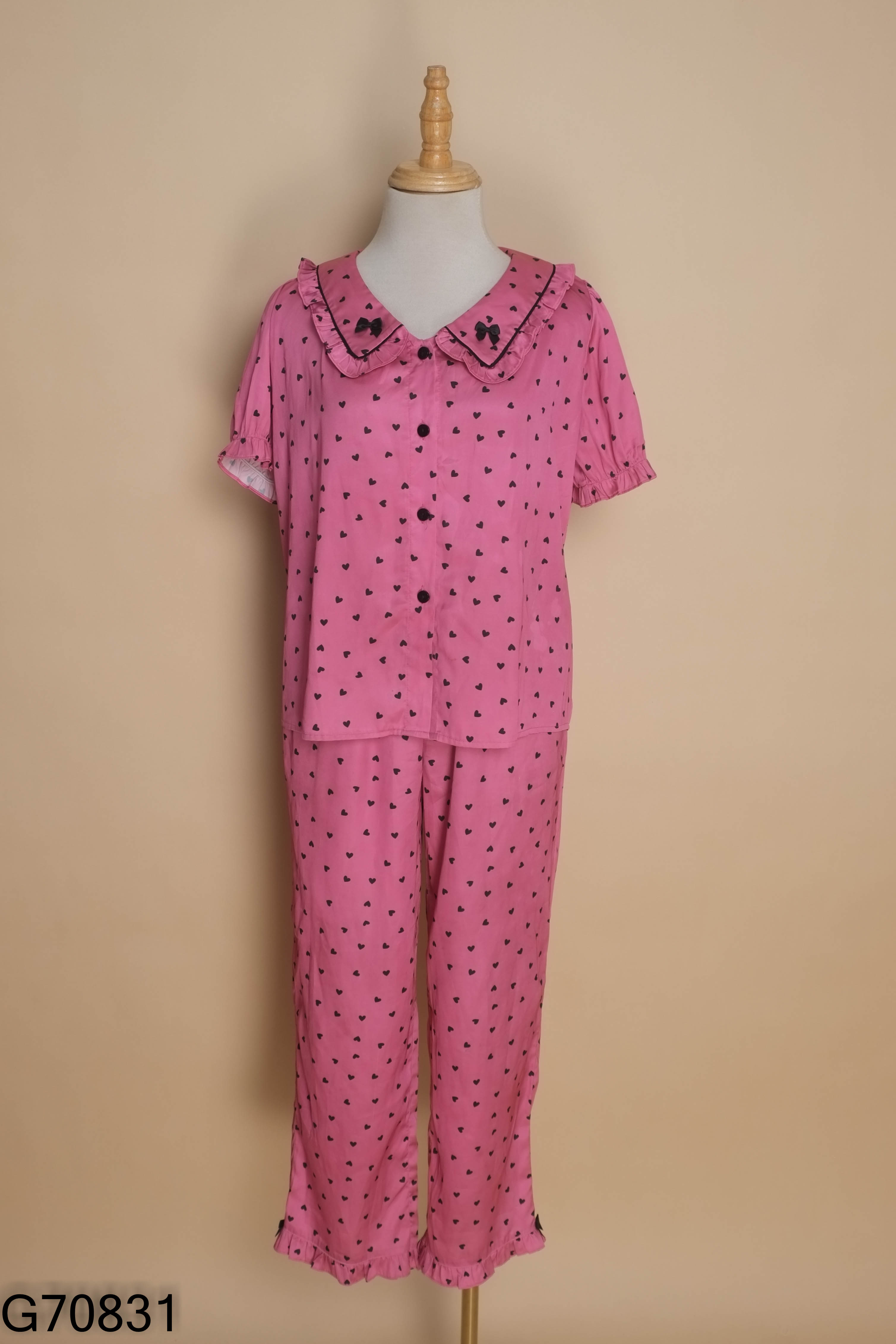 Set BAMBI BY YEN áo + quần lụa hồng trái tim