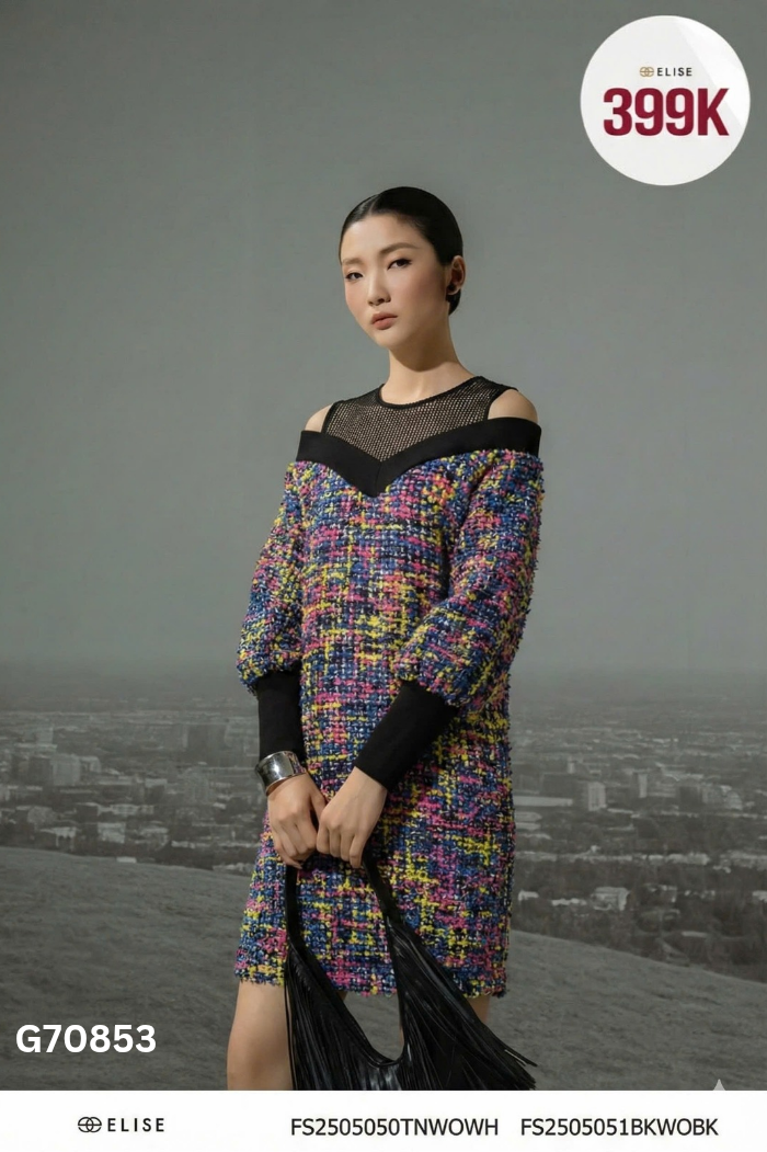 NEWTAG Váy ELISE đen phối màu
