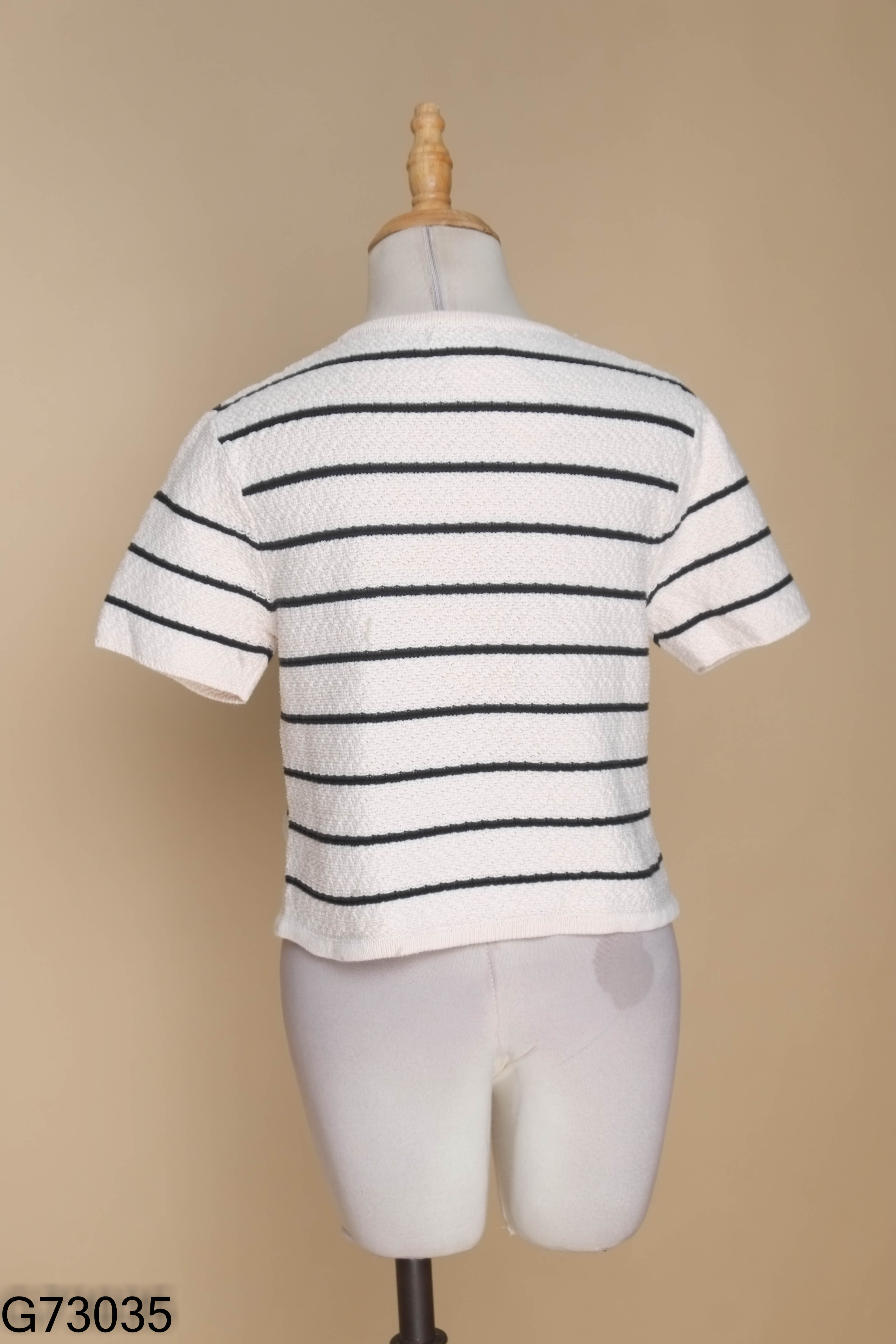 Áo len cardigan be kẻ đen SHEMODA
