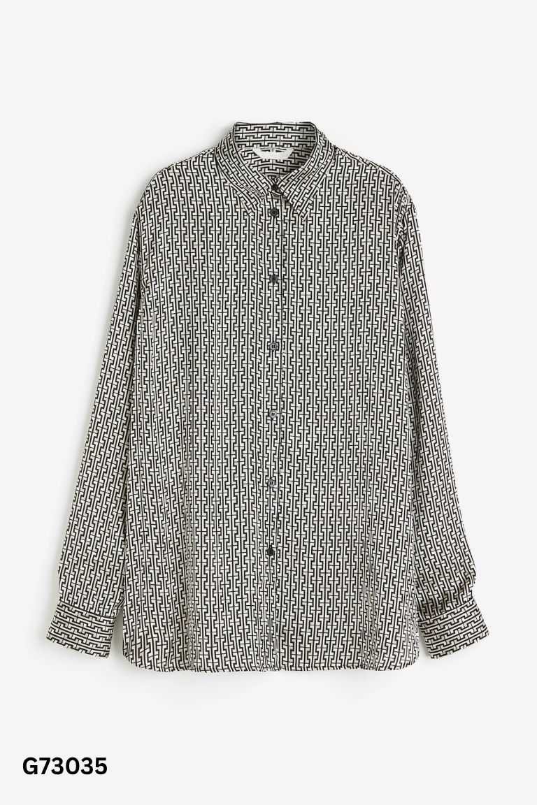Áo sơ mi họa tiết đen nâu H&M
