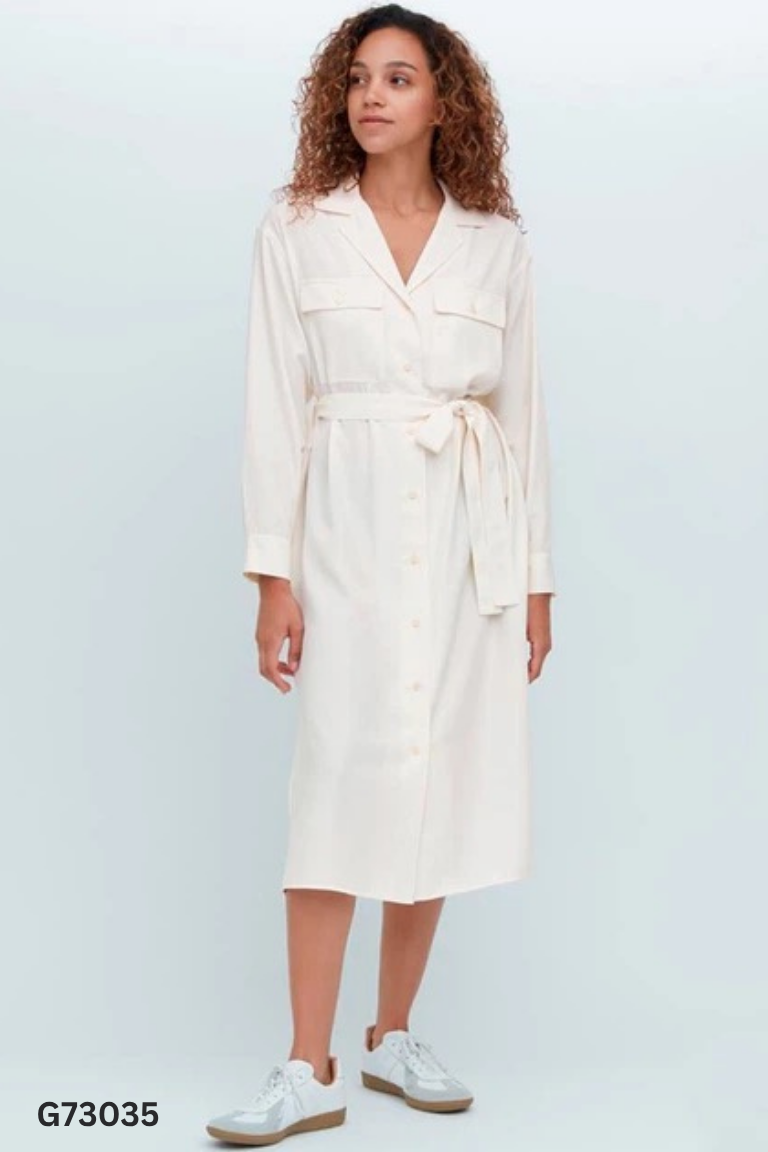 Váy sơ mi be H&M suông dài
