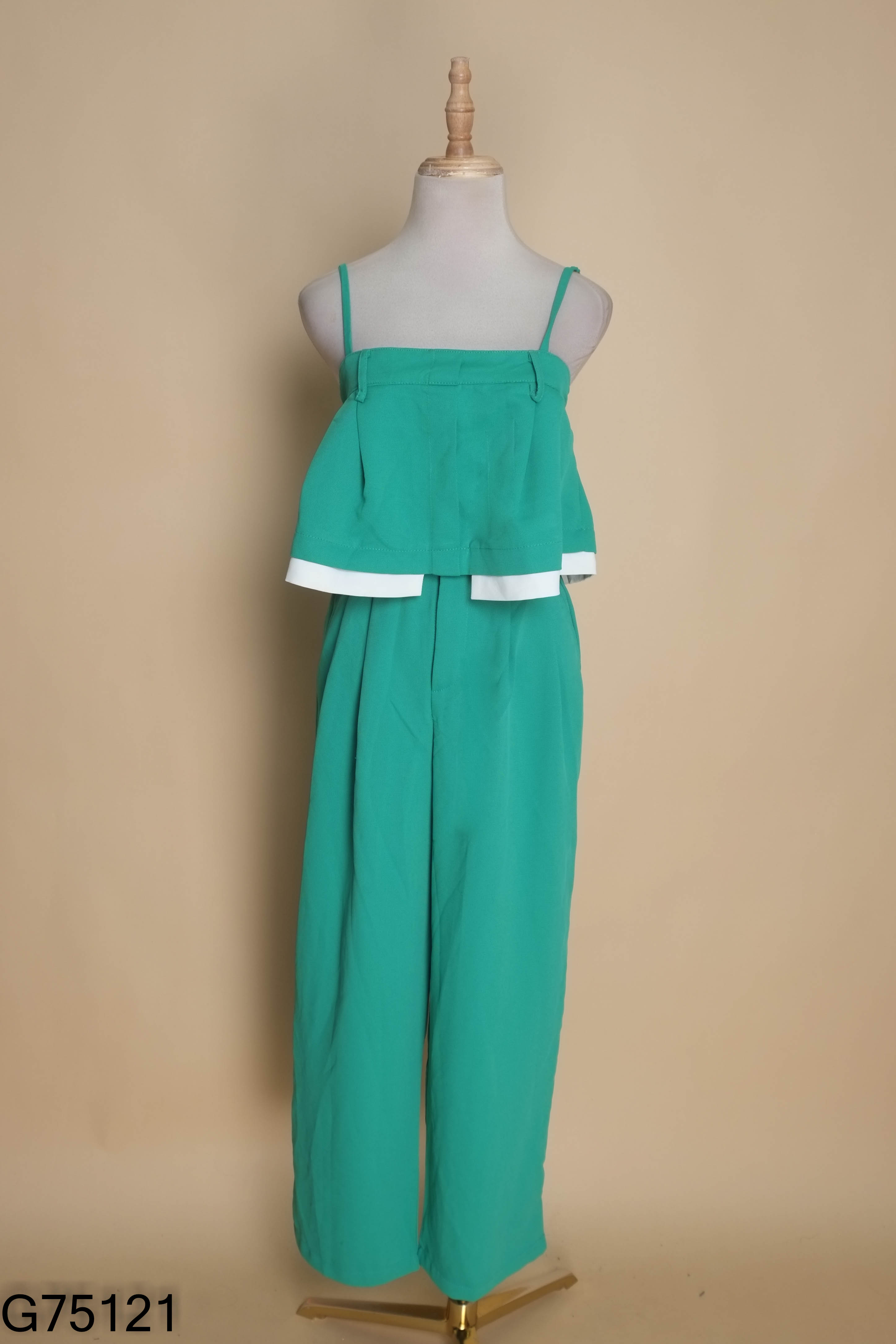 Set áo 2 dây xanh + quần dài
