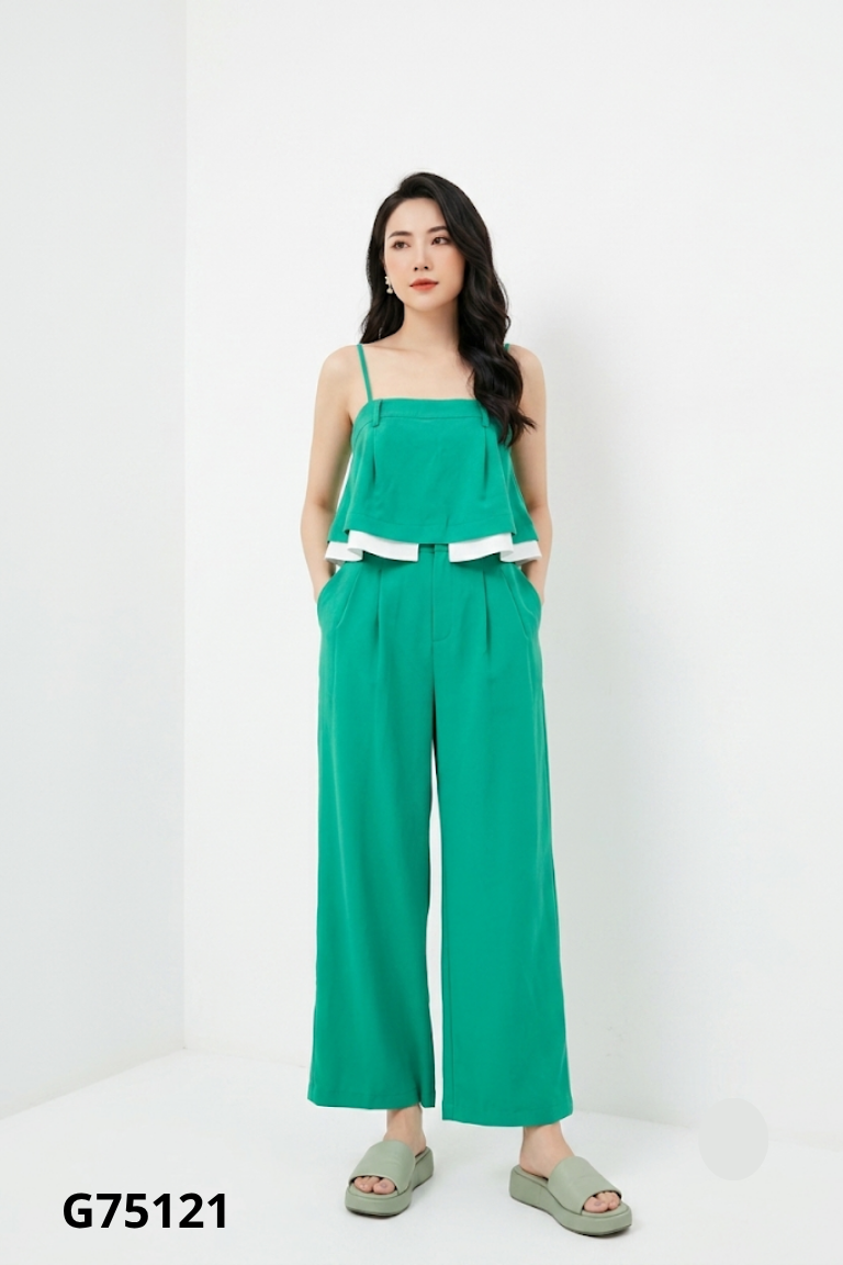 Set áo 2 dây xanh + quần dài