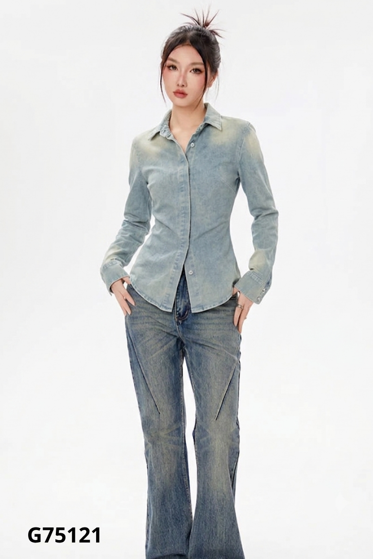 Áo sơ mi jean xanh