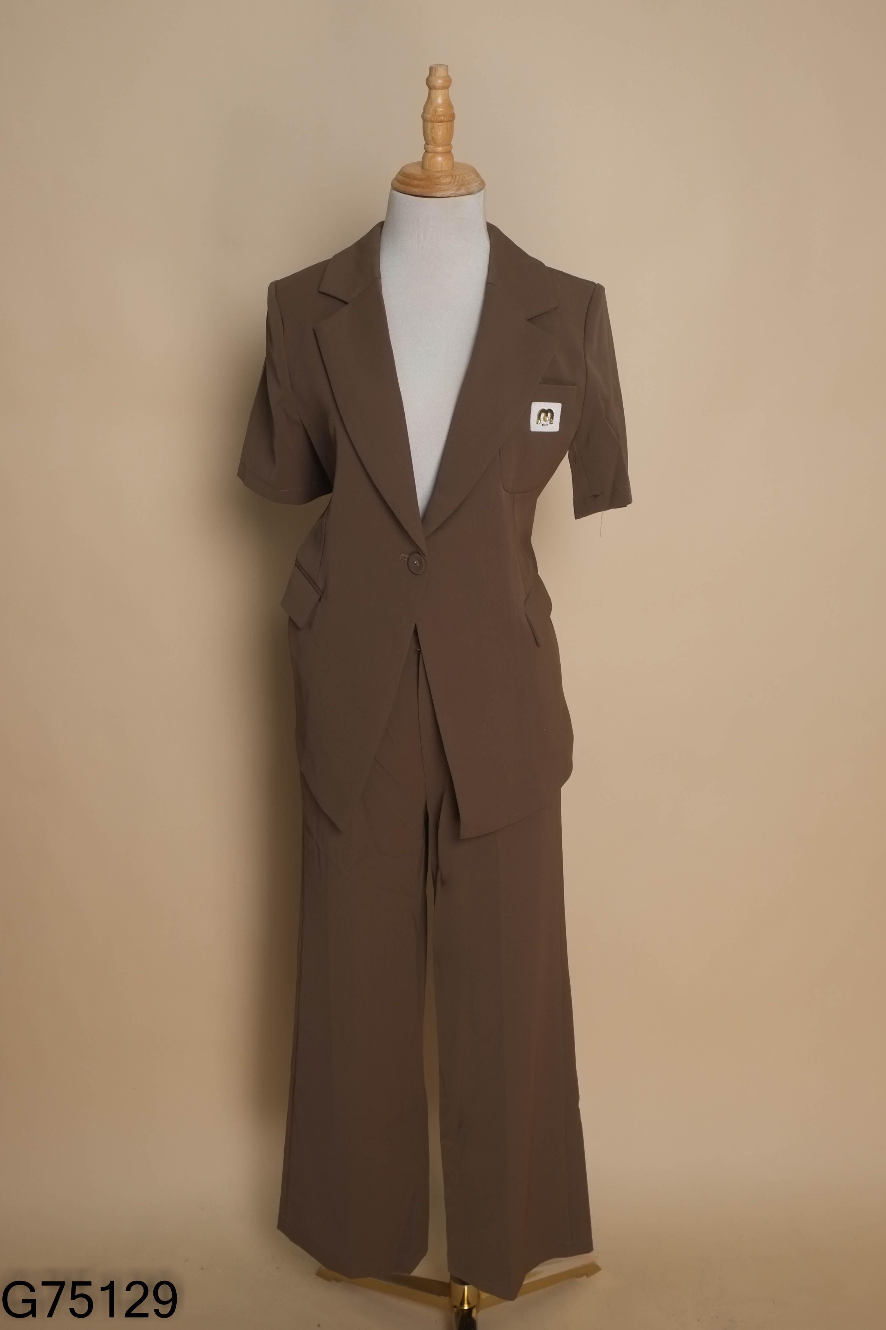 SET áo vest NL nâu rêu chữ m+ quần dài