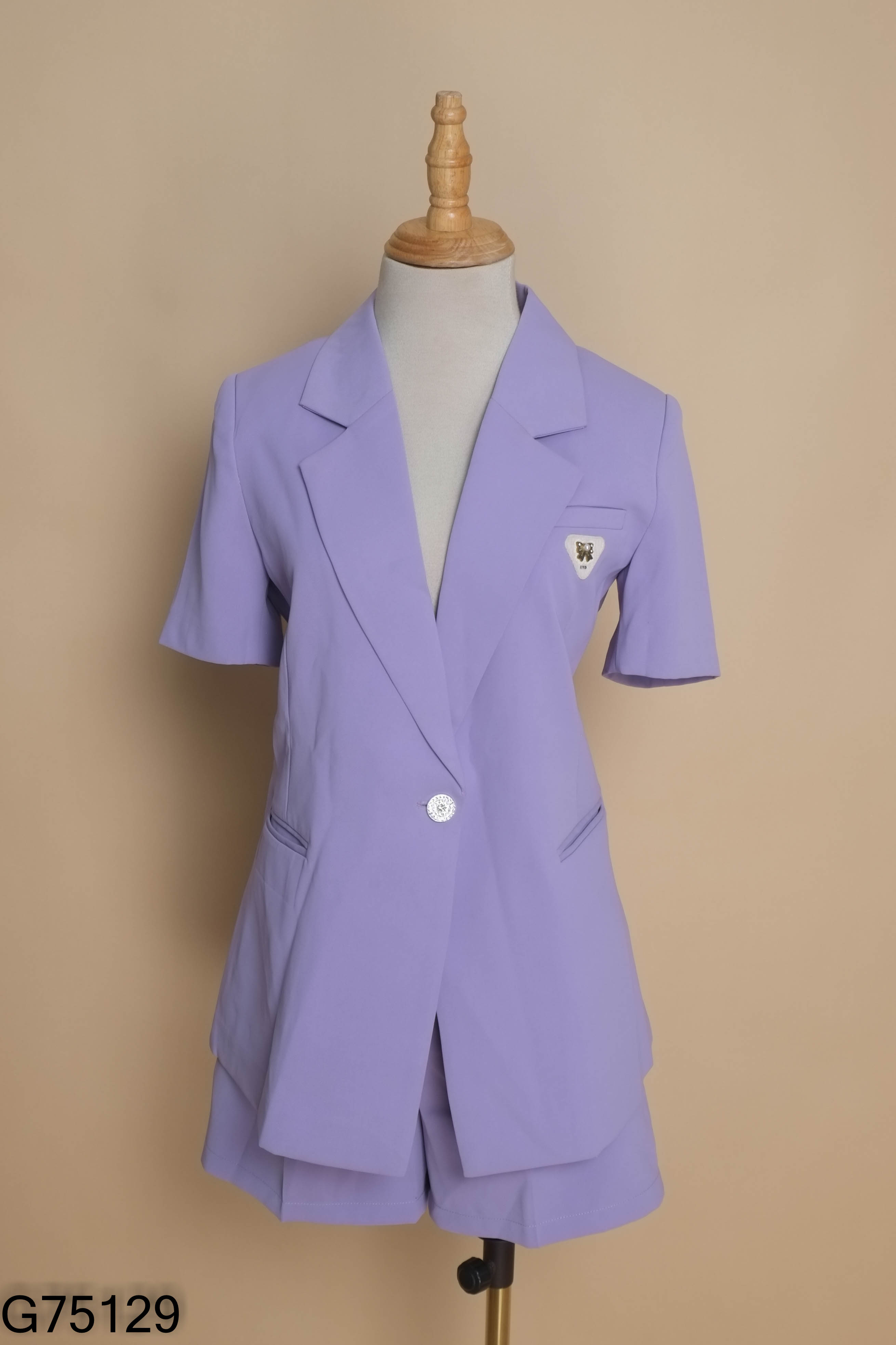 SET áo vest tím cúc đá+ quần