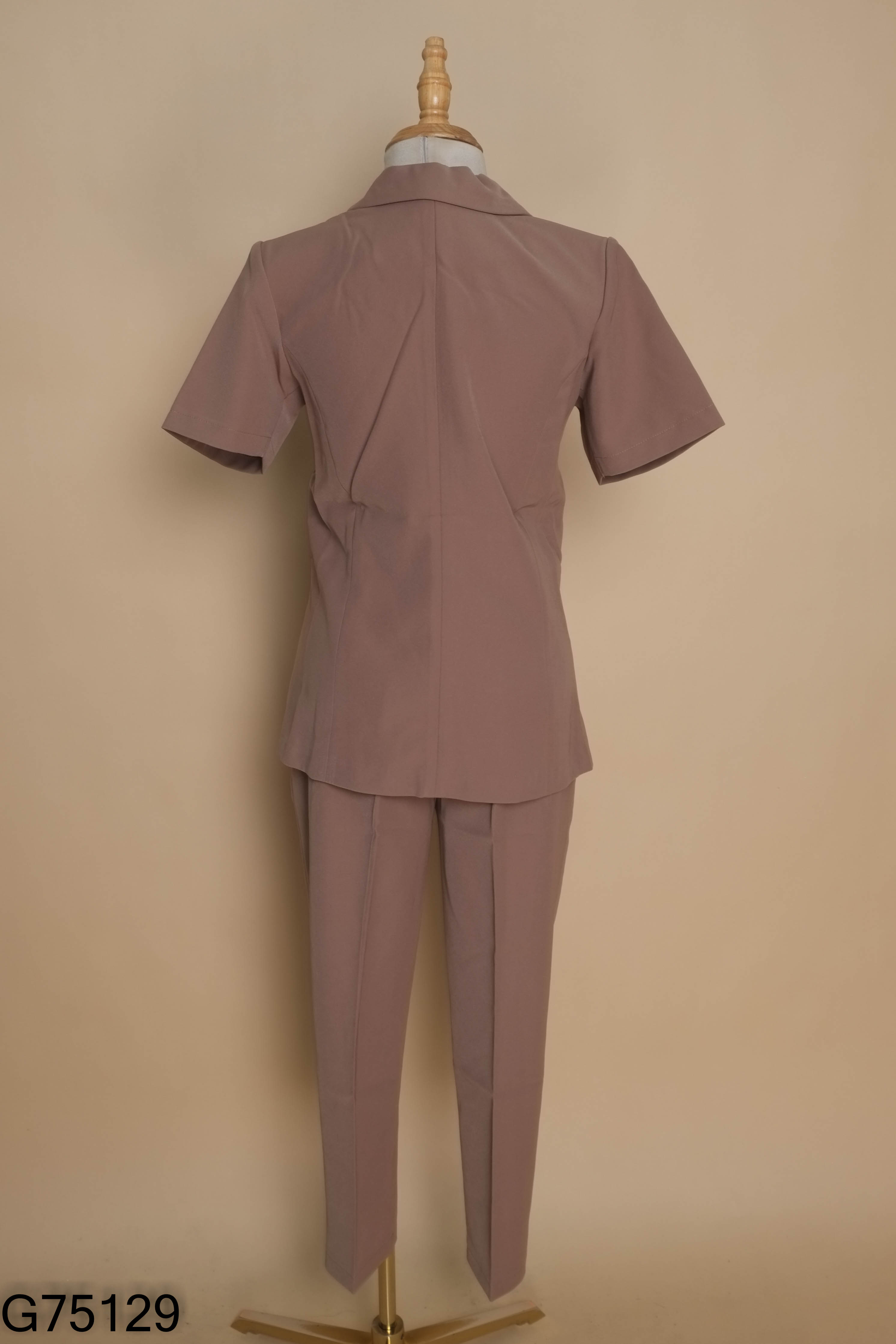 SET áo vest nâu NL trơn+ quần dài