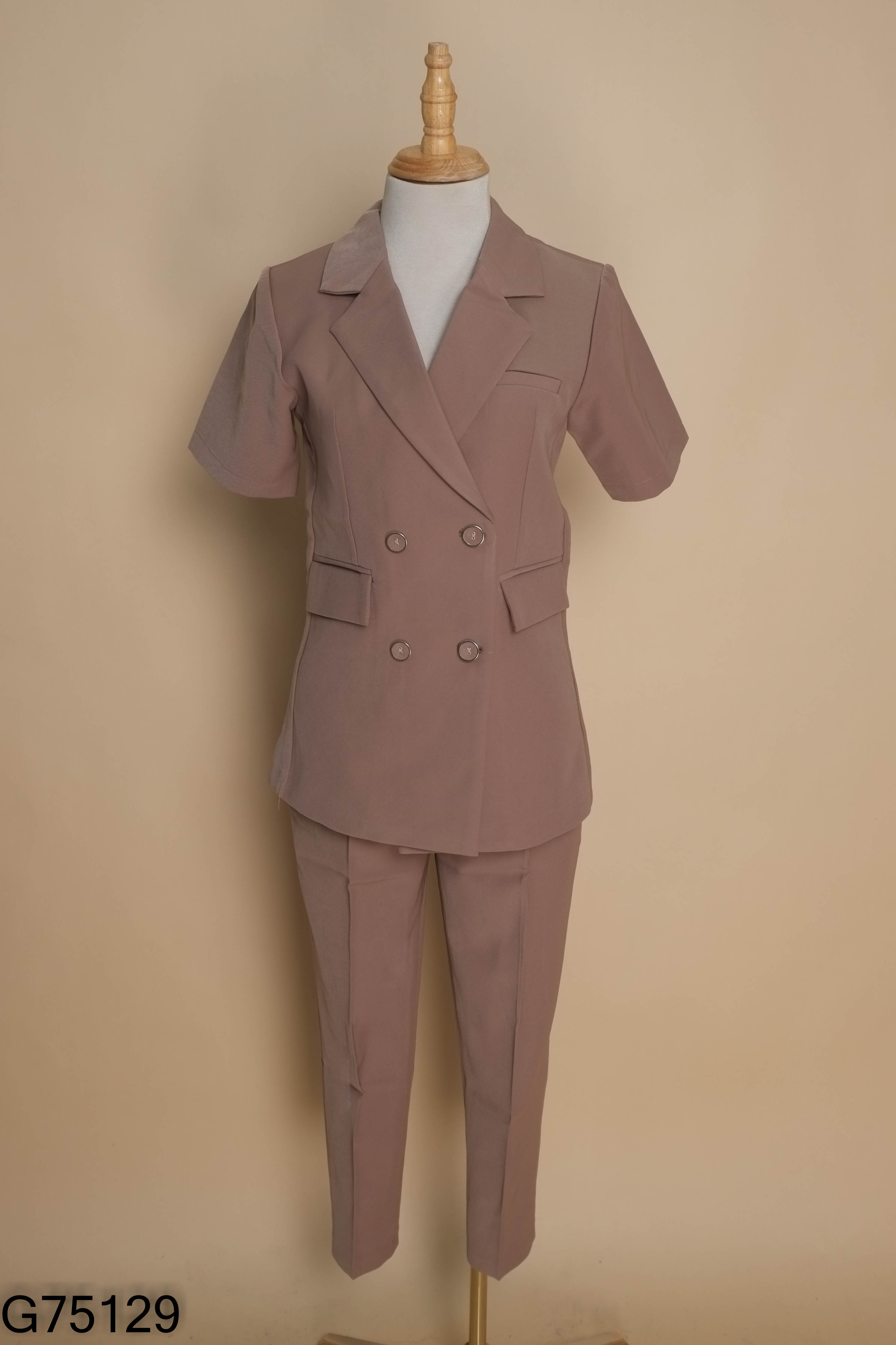 SET áo vest nâu NL trơn+ quần dài