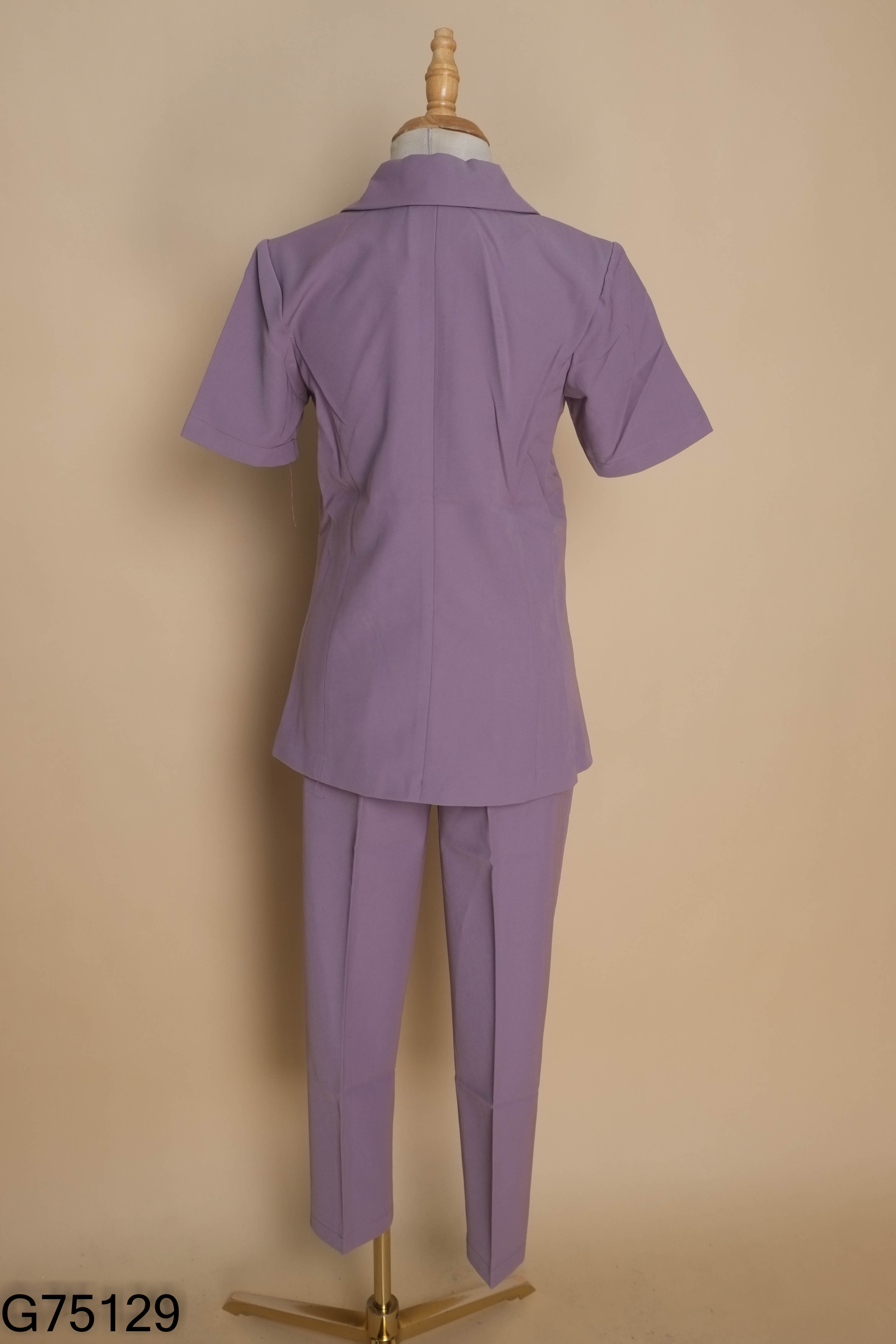 SET áo vest tím 4 cúc+ quần dài