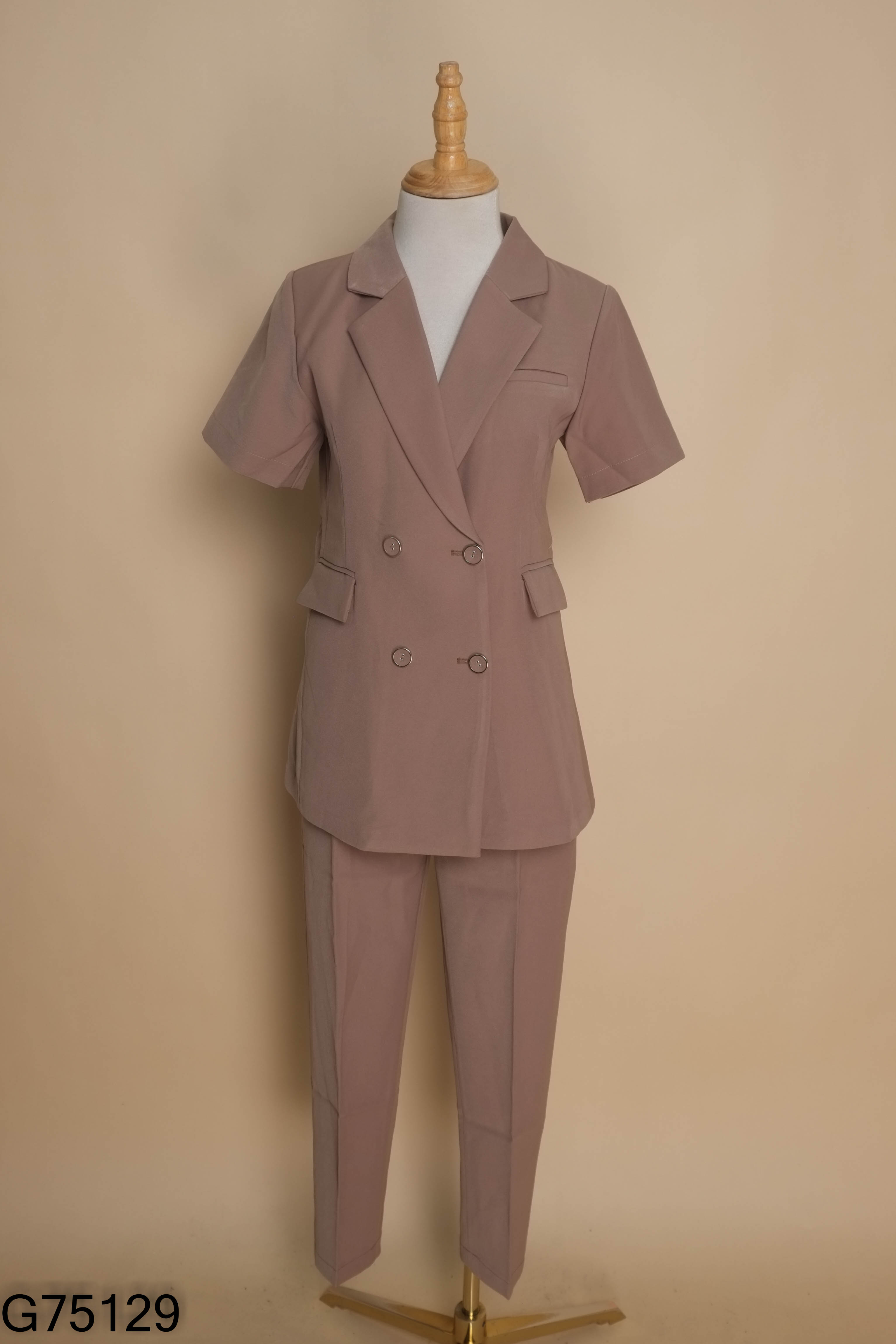 SET áo vest nâu NL 4 cúc+ quần dài