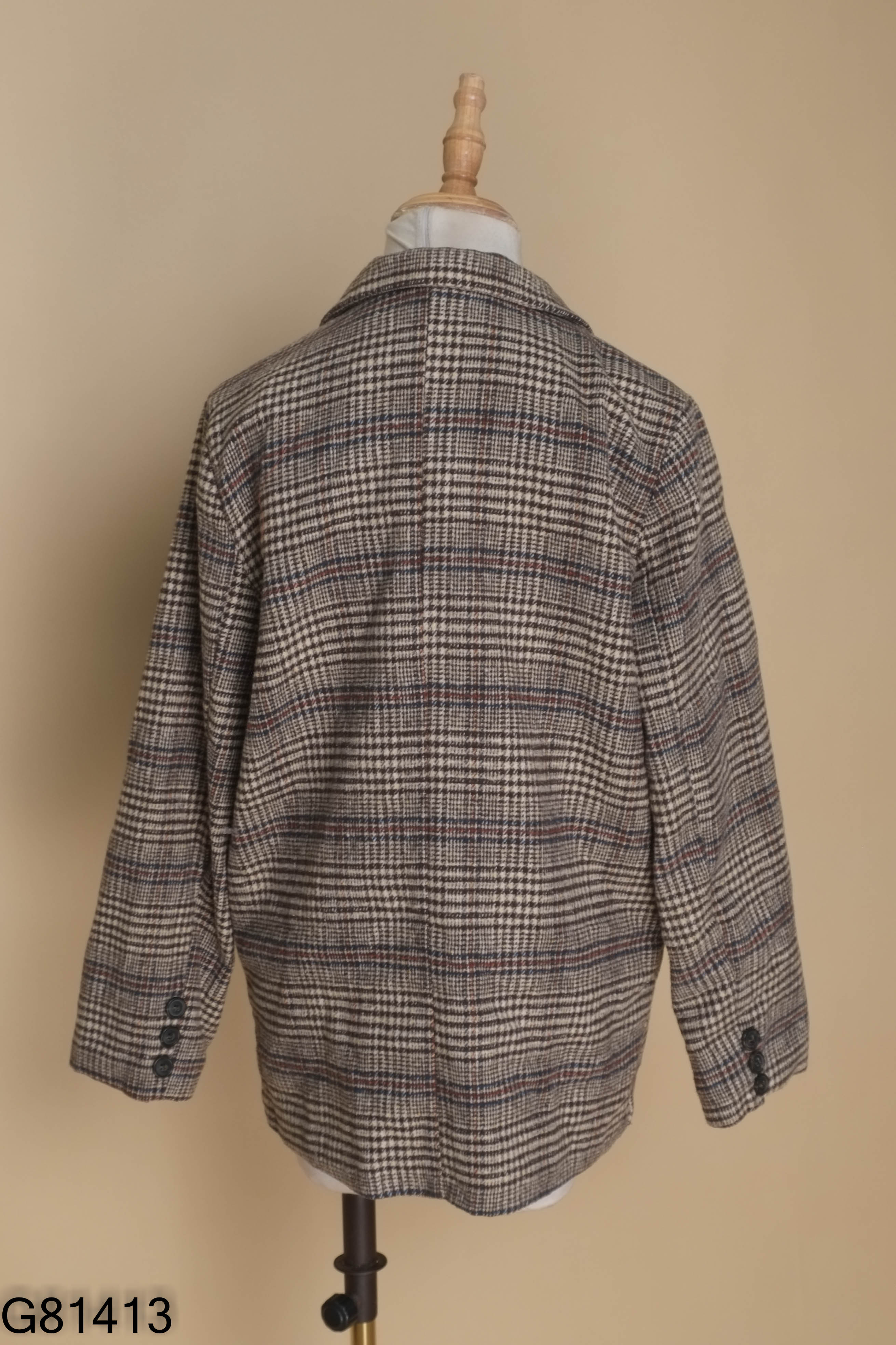 Áo khoác vest dạ nâu kẻ