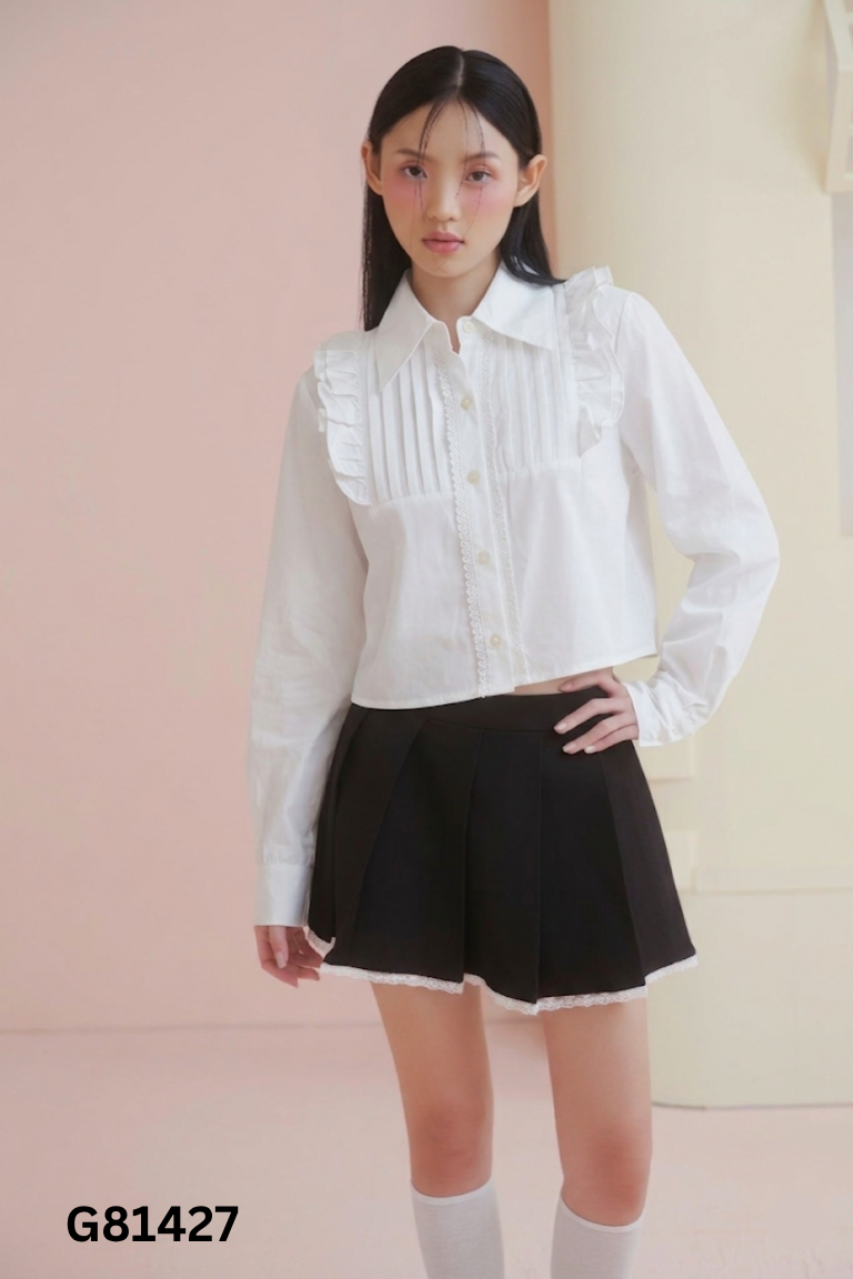 Áo sơ mi trắng phối bèo