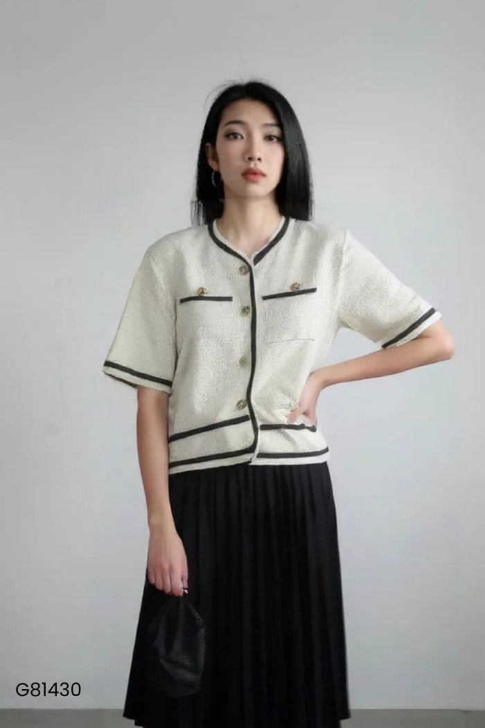 Set Áo dạ be ngắn tay + chân váy