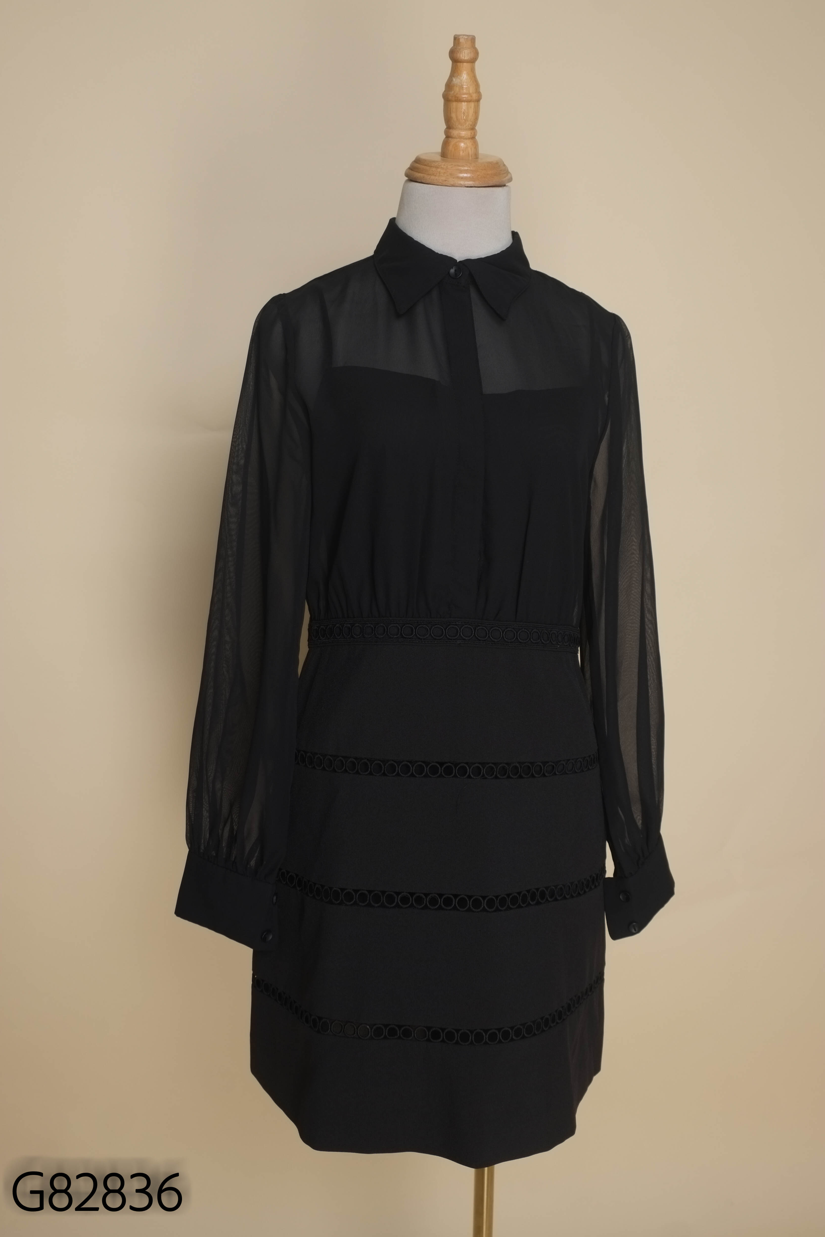 Váy đen tay voan dài JM DRESS